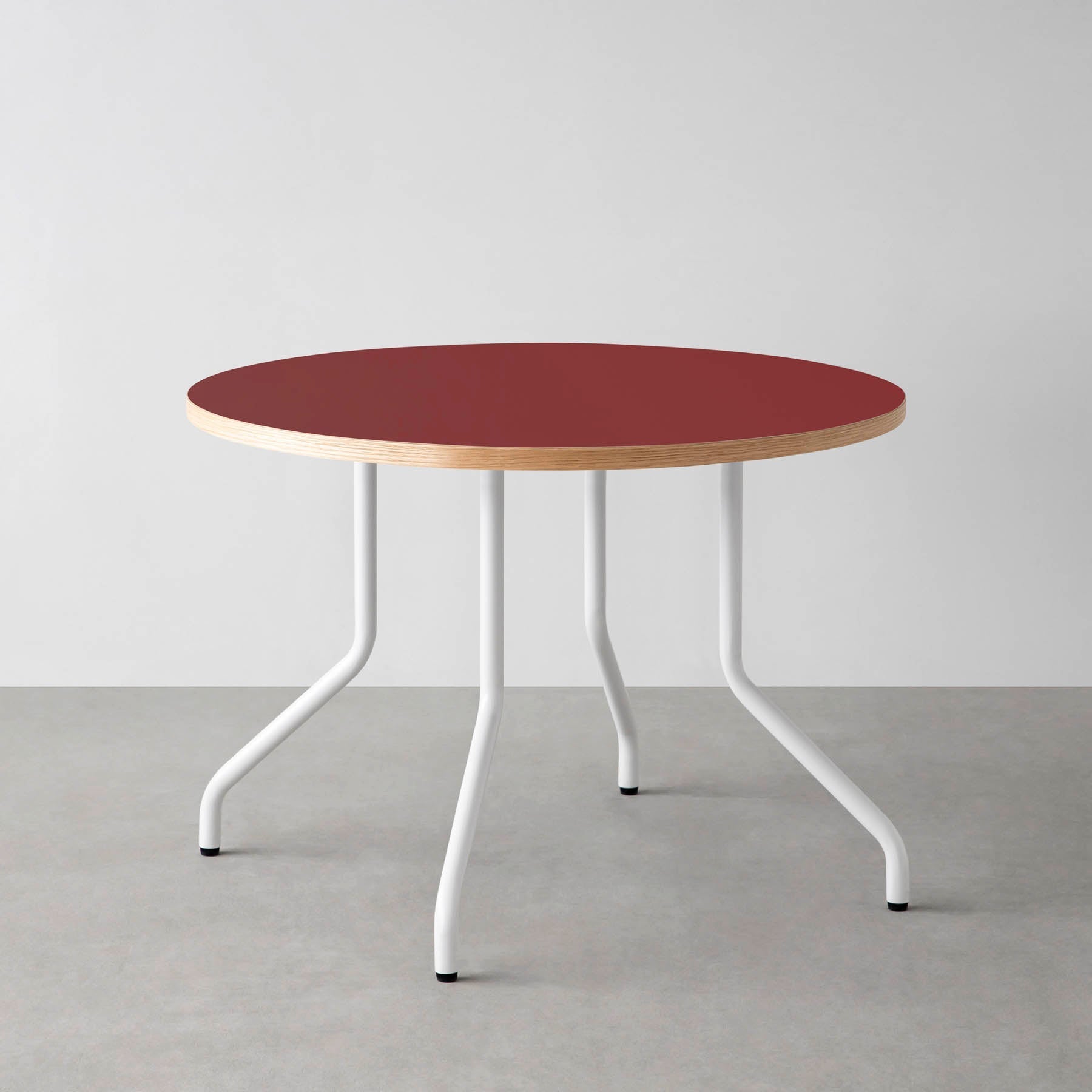 スマート造作カフェテーブル / リノリウム 全32色　白スチール脚 4本脚 × ラウンド φ81 - 100