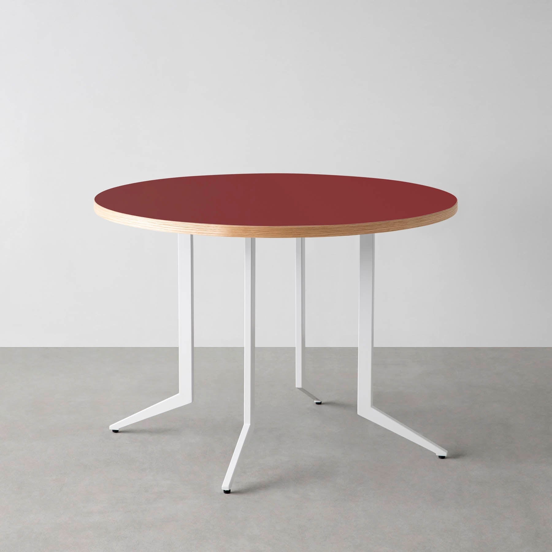 スマート造作カフェテーブル / リノリウム 全32色　白スチール脚 4本脚 × ラウンド φ81 - 100