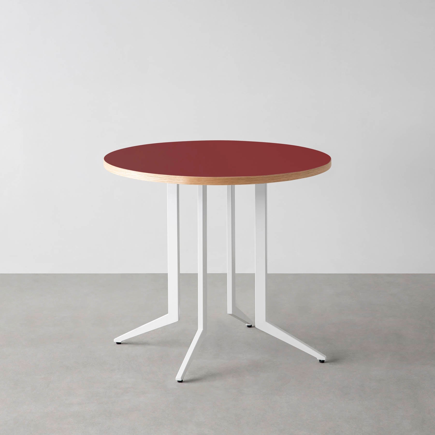 スマート造作カフェテーブル / リノリウム 全32色　白スチール脚 4本脚 × ラウンド φ61 - 80