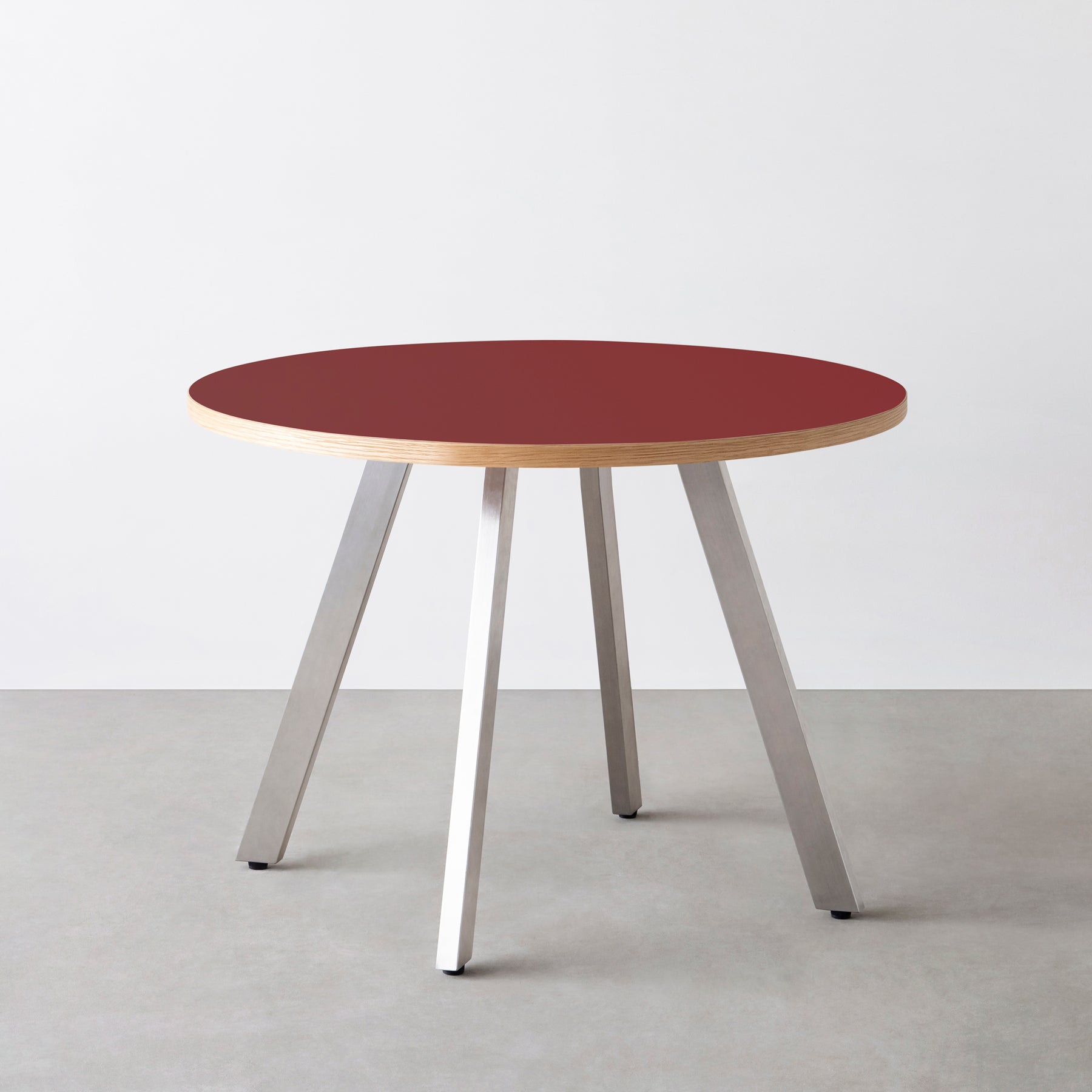 スマート造作カフェテーブル / リノリウム 全32色　ステンレススチール脚 4本脚 × ラウンド φ81 - 100