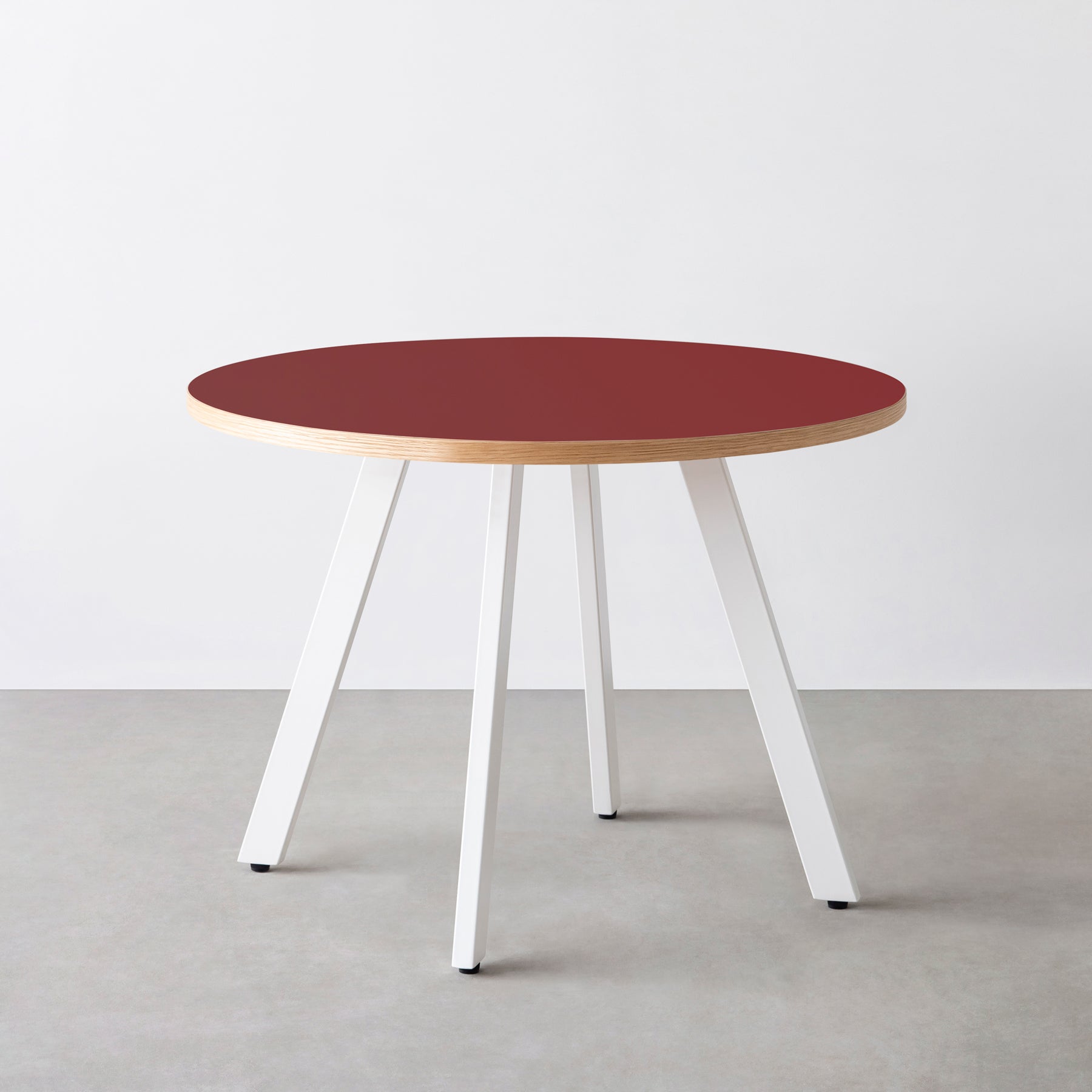 スマート造作カフェテーブル / リノリウム 全32色　白スチール脚 4本脚 × ラウンド φ81 - 100