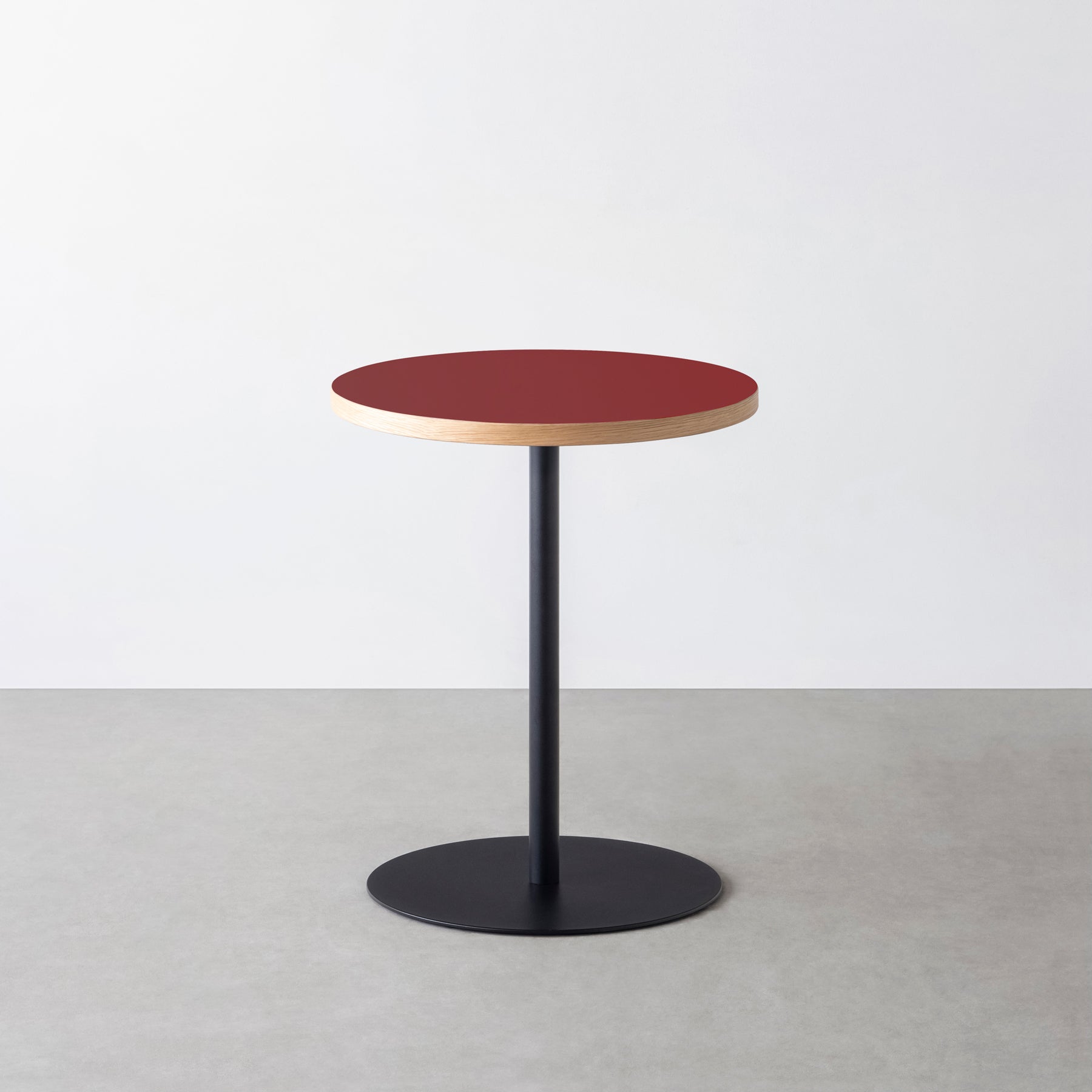 スマート造作カフェテーブル / リノリウム 全32色　黒スチール脚 1本脚 × ラウンド φ50 - 60