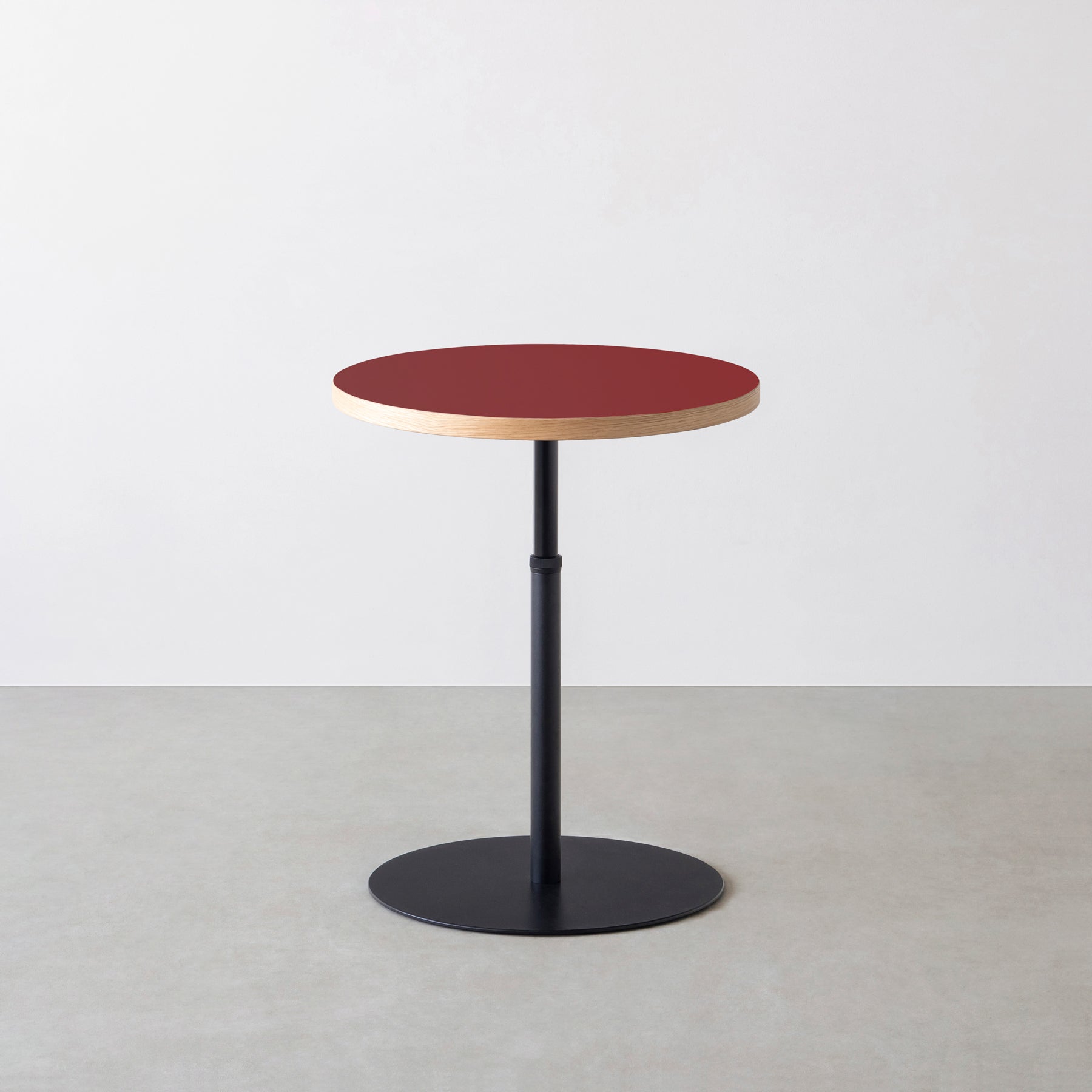 スマート造作カフェテーブル / リノリウム 全32色　黒スチール脚 1本脚 × ラウンド φ50 - 60