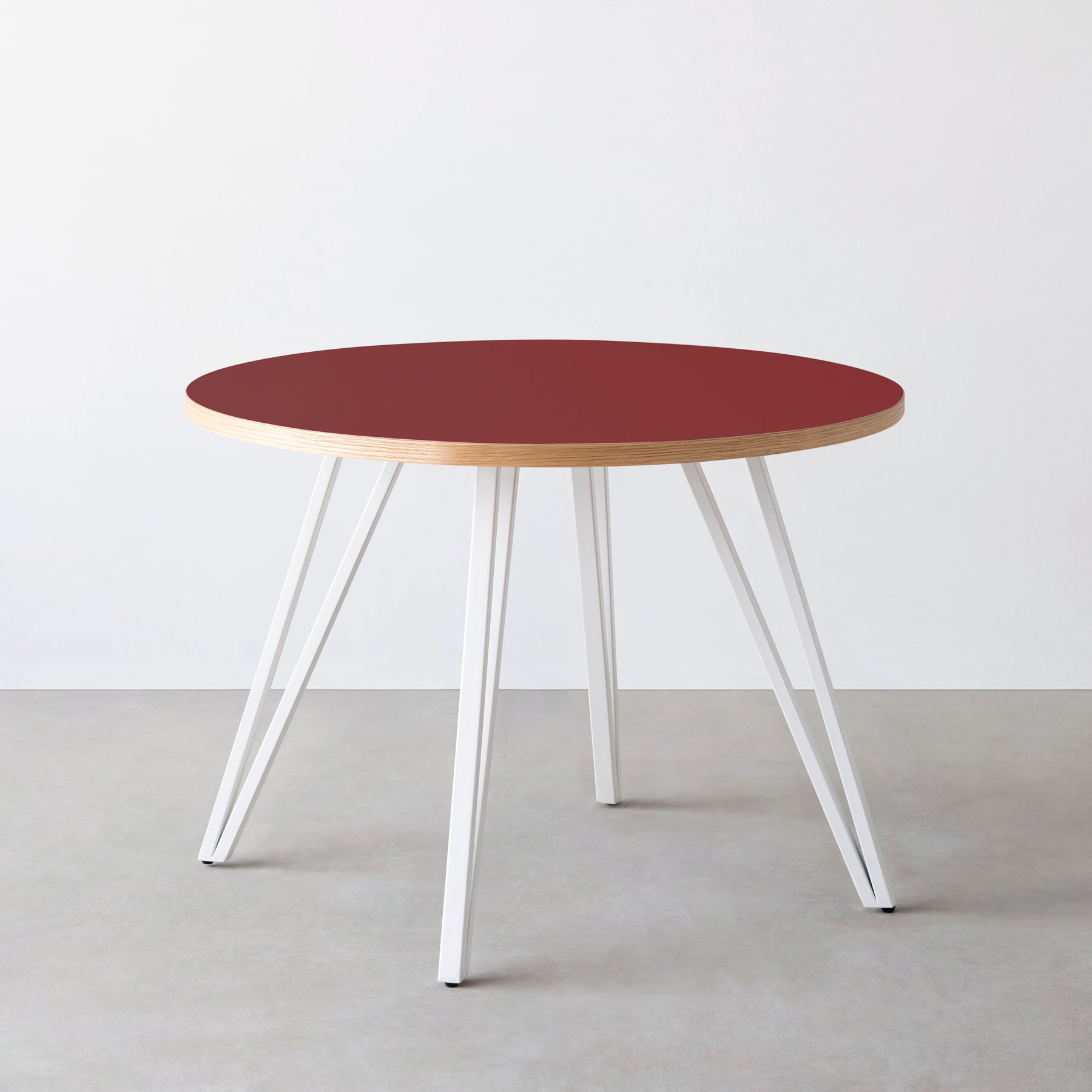 スマート造作カフェテーブル / リノリウム 全32色　白スチール脚 4本脚 × ラウンド φ81 - 100