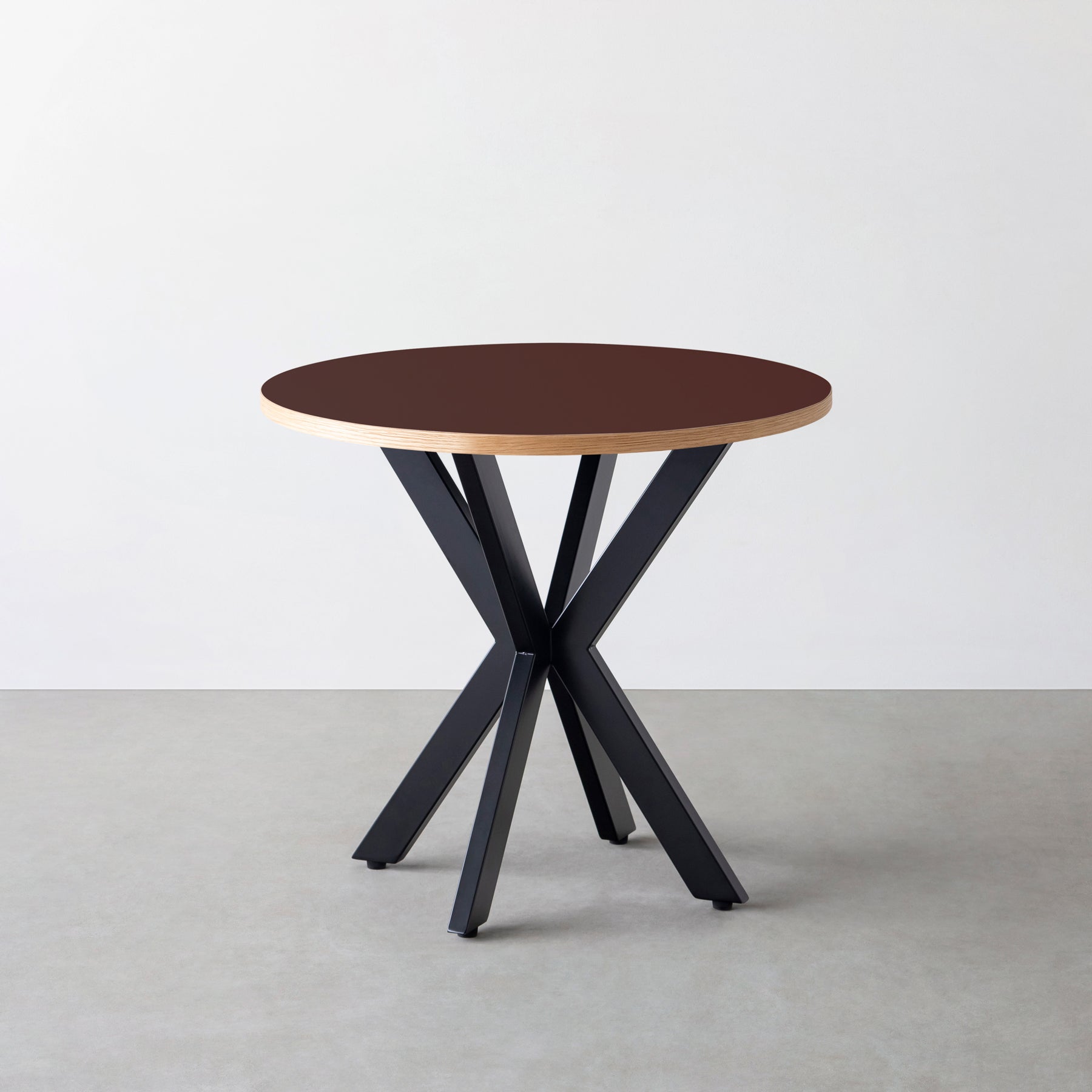 スマート造作カフェテーブル / リノリウム 全32色　黒スチール脚 カフェX × ラウンド φ71 - 80