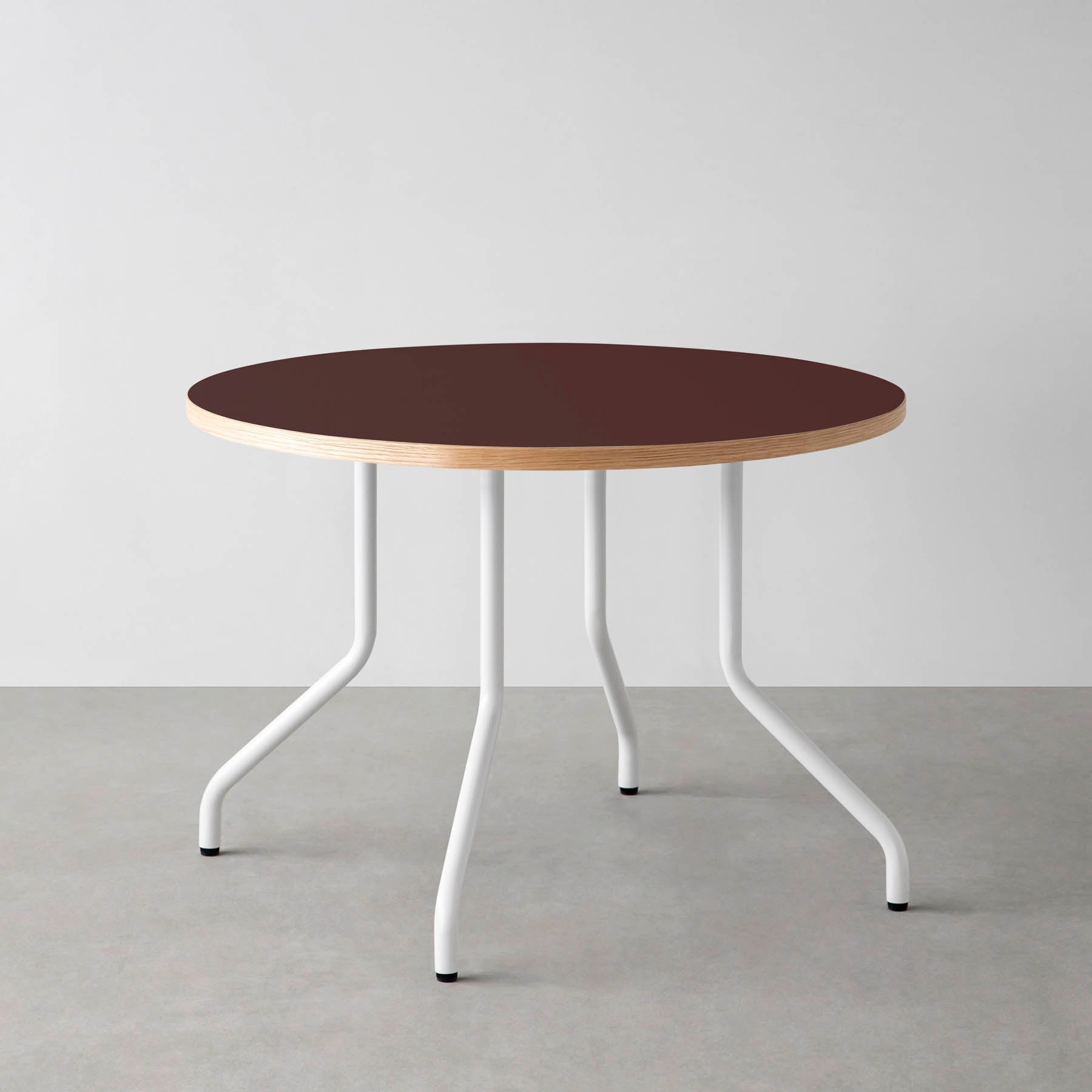 スマート造作カフェテーブル / リノリウム 全32色　白スチール脚 4本脚 × ラウンド φ81 - 100