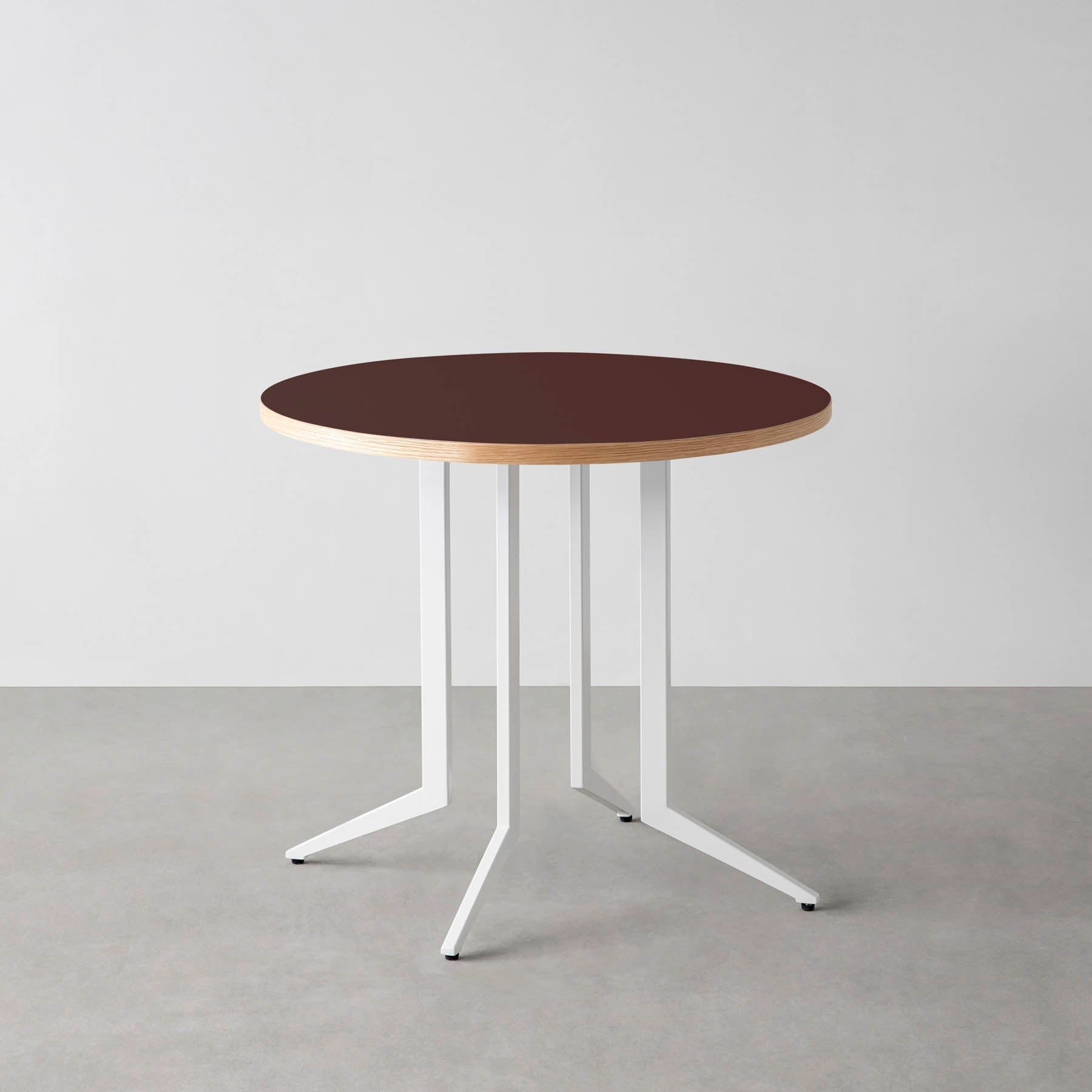 スマート造作カフェテーブル / リノリウム 全32色　白スチール脚 4本脚 × ラウンド φ61 - 80