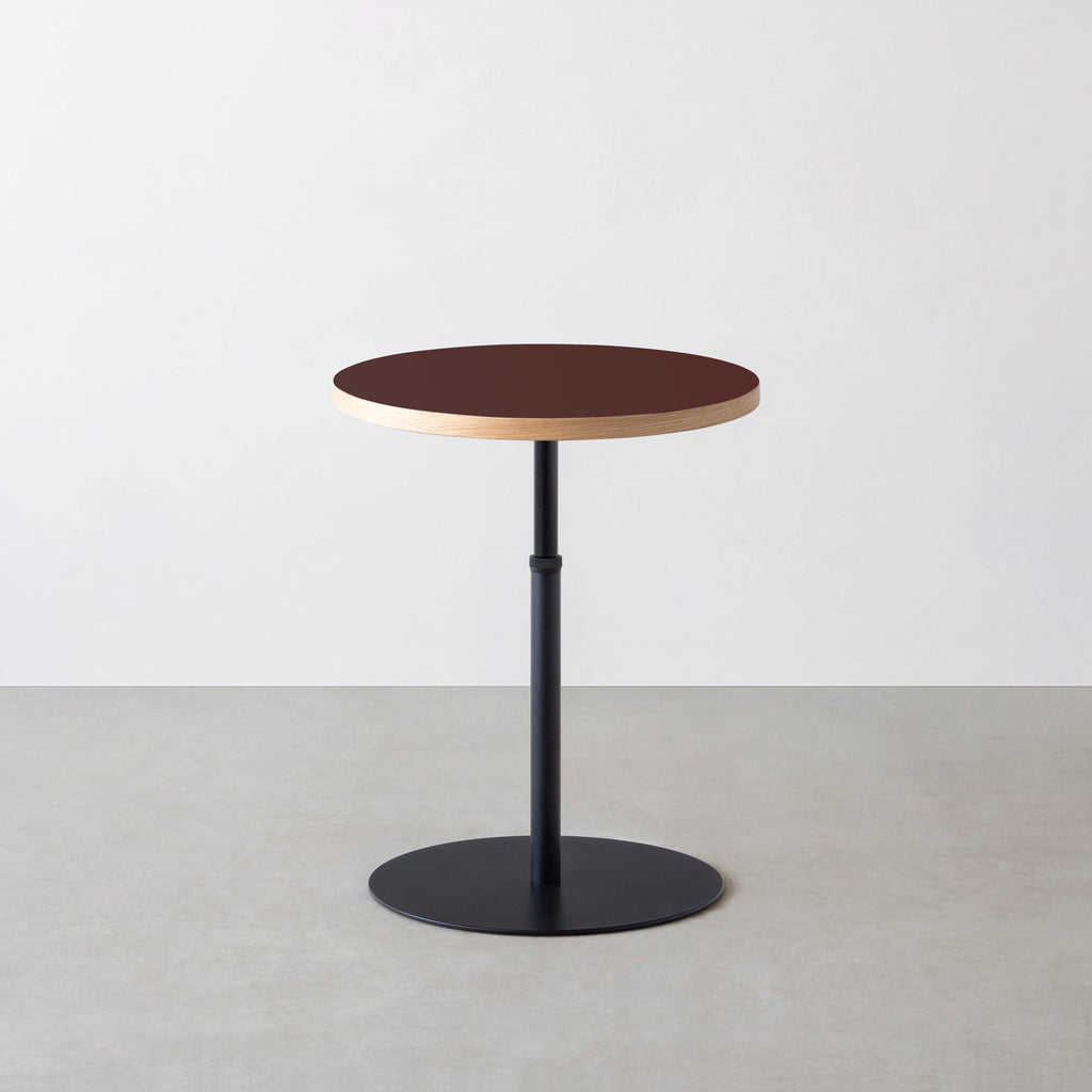 スマート造作カフェテーブル / リノリウム 全32色　黒スチール脚 1本脚 × ラウンド φ50 - 60