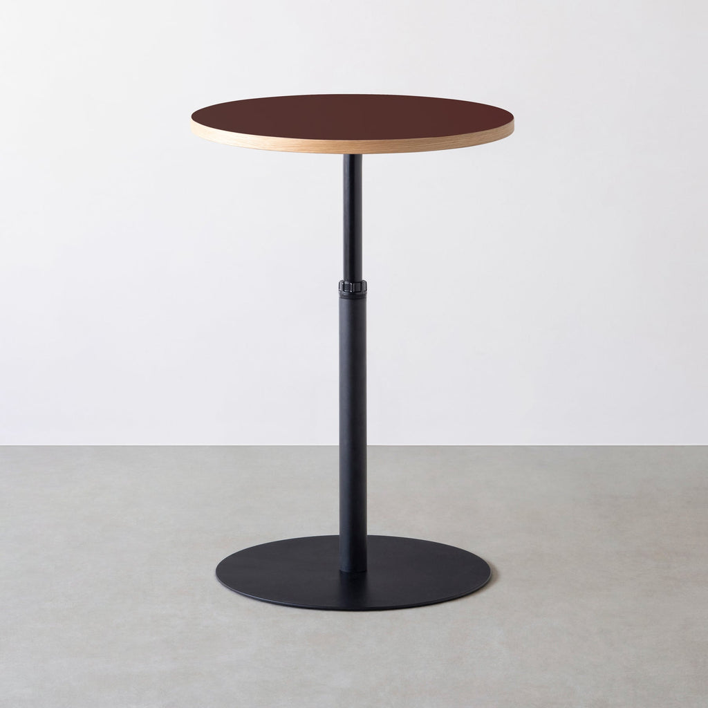 スマート造作カフェテーブル / リノリウム 全32色　黒スチール脚 1本脚 × ラウンド φ61 - 70