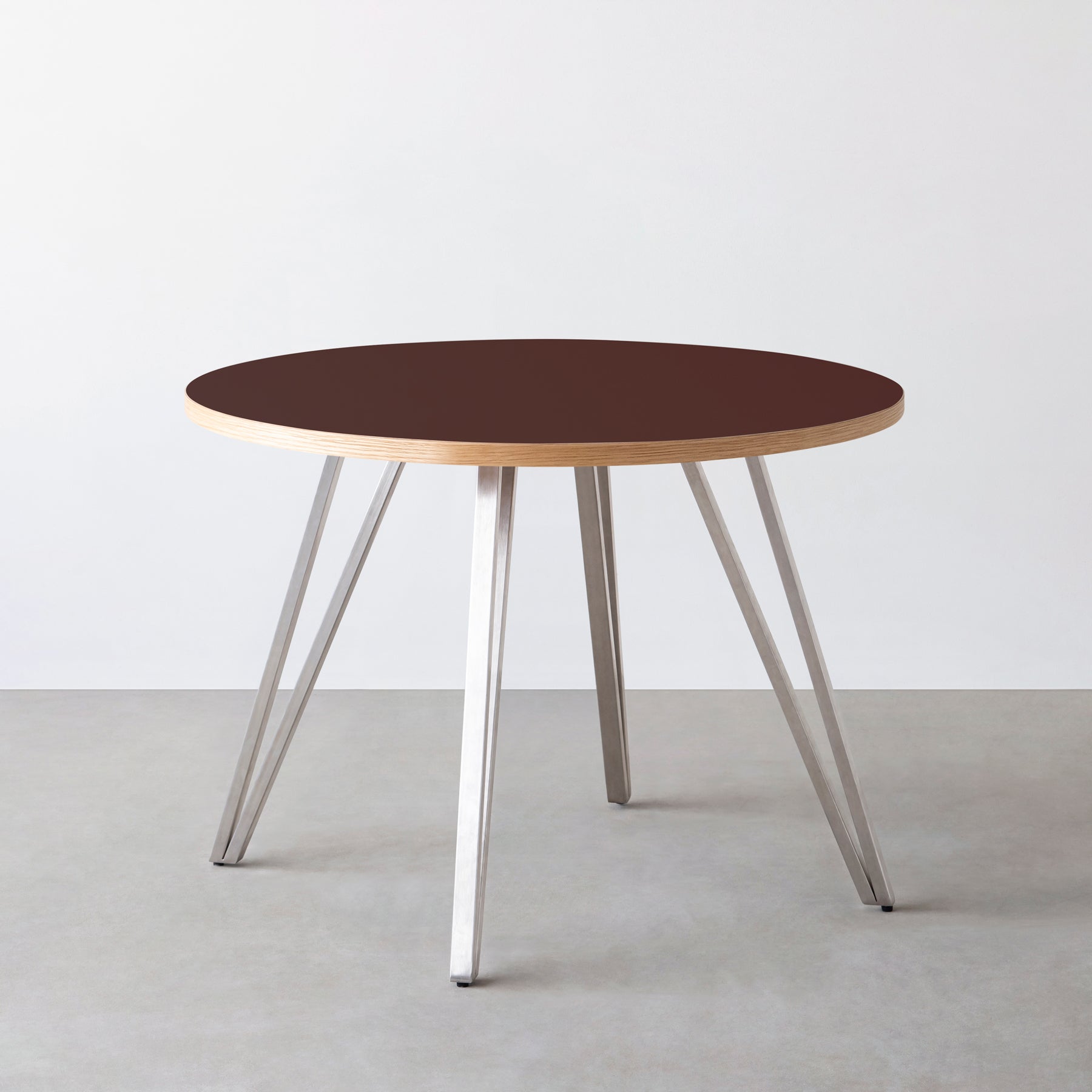 スマート造作カフェテーブル / リノリウム 全32色　ステンレススチール脚 4本脚 × ラウンド φ81 - 100