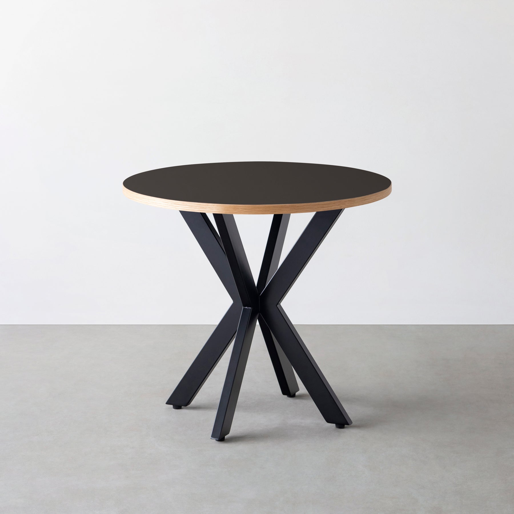 スマート造作カフェテーブル / リノリウム 全32色　黒スチール脚 カフェX × ラウンド φ71 - 80