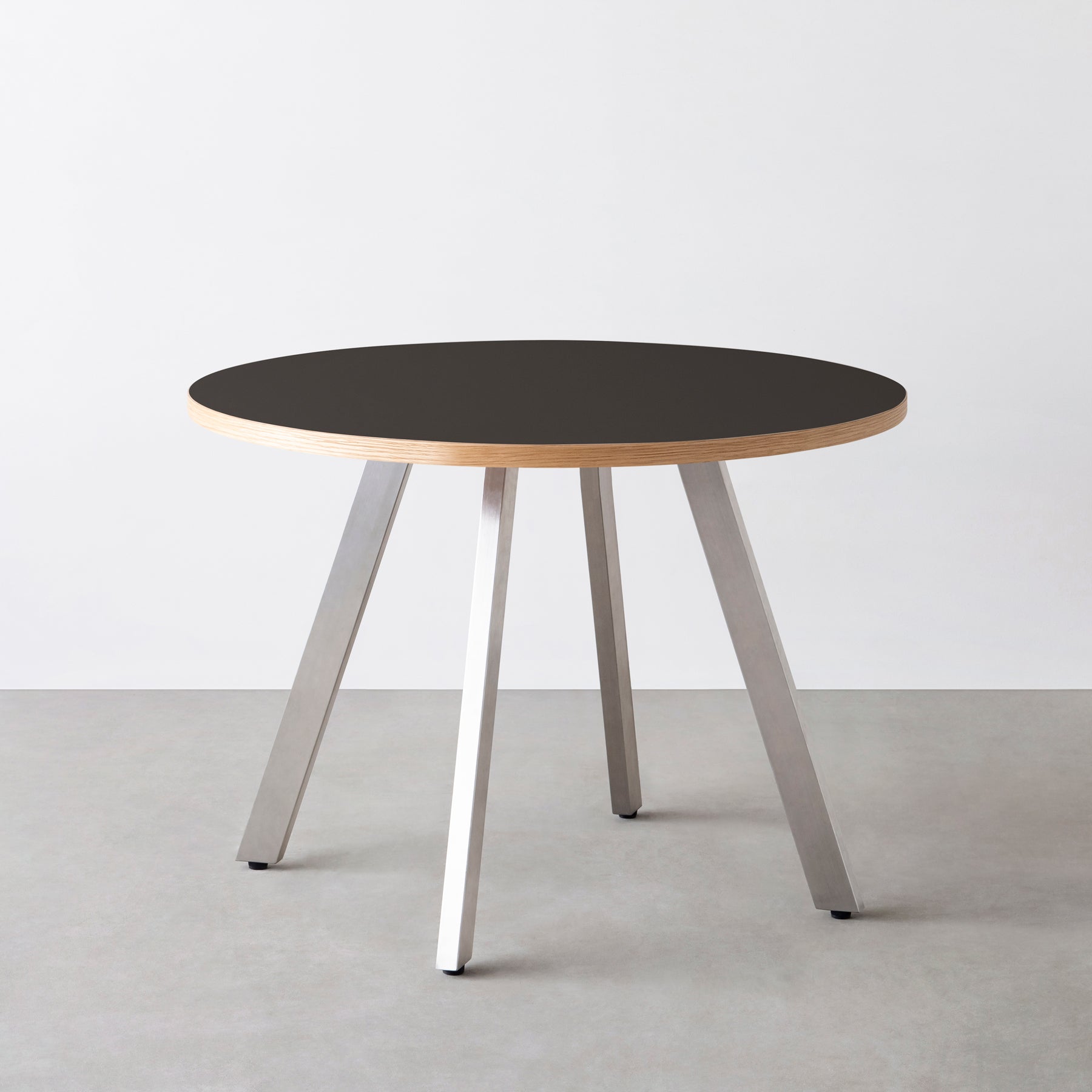 スマート造作カフェテーブル / リノリウム 全32色　ステンレススチール脚 4本脚 × ラウンド φ81 - 100