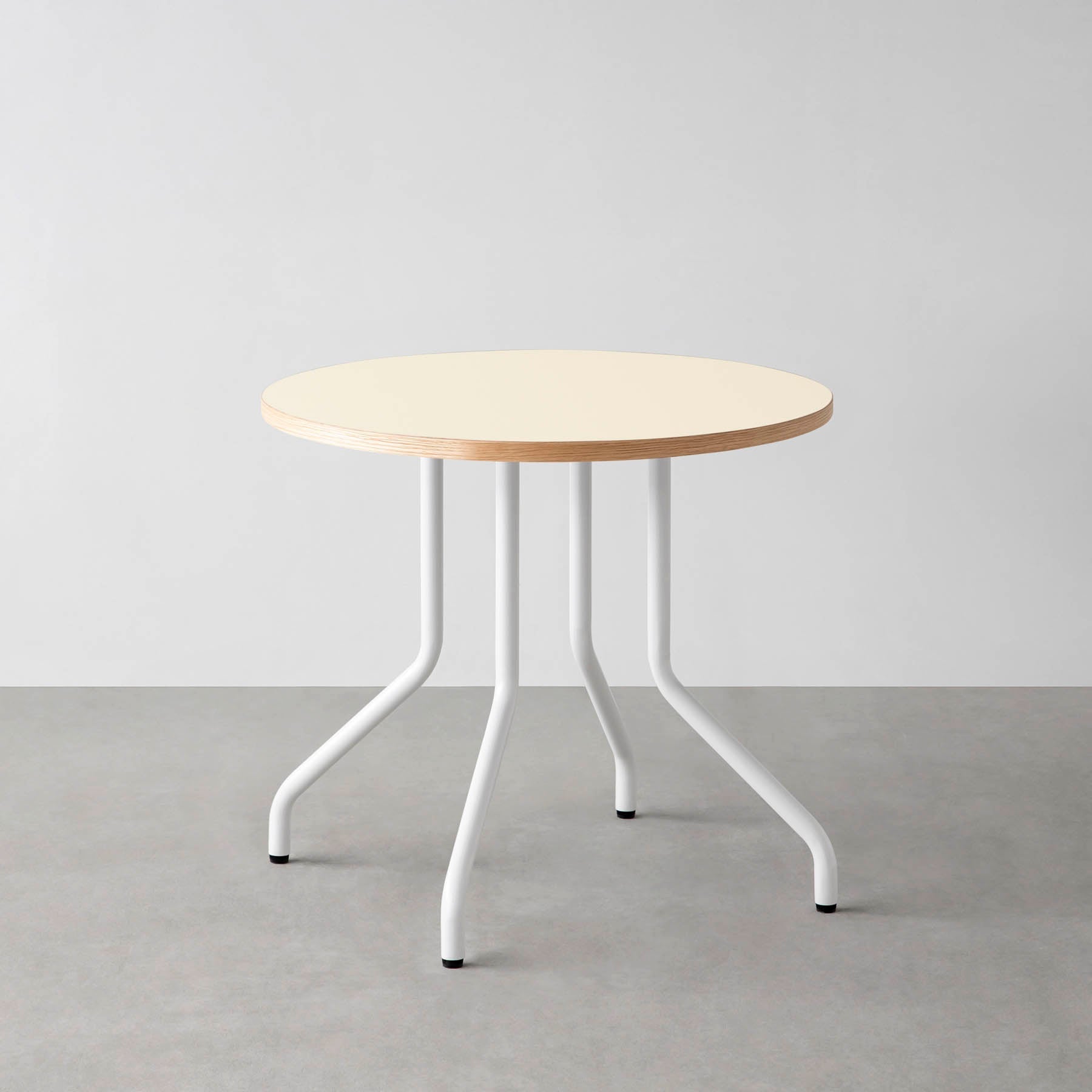 スマート造作カフェテーブル / リノリウム 全32色　白スチール脚 4本脚 × ラウンド φ61 - 80