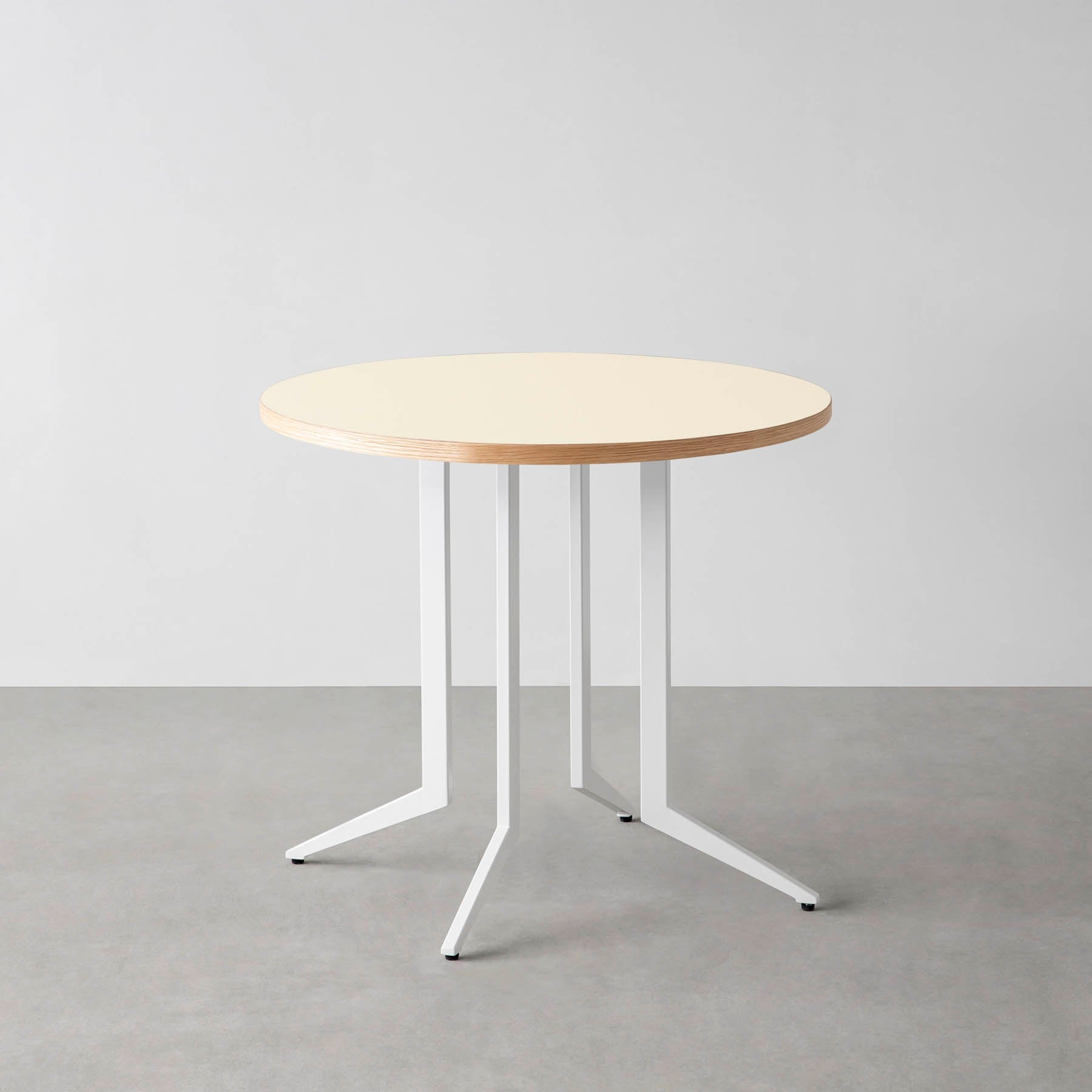 スマート造作カフェテーブル / リノリウム 全32色　白スチール脚 4本脚 × ラウンド φ61 - 80