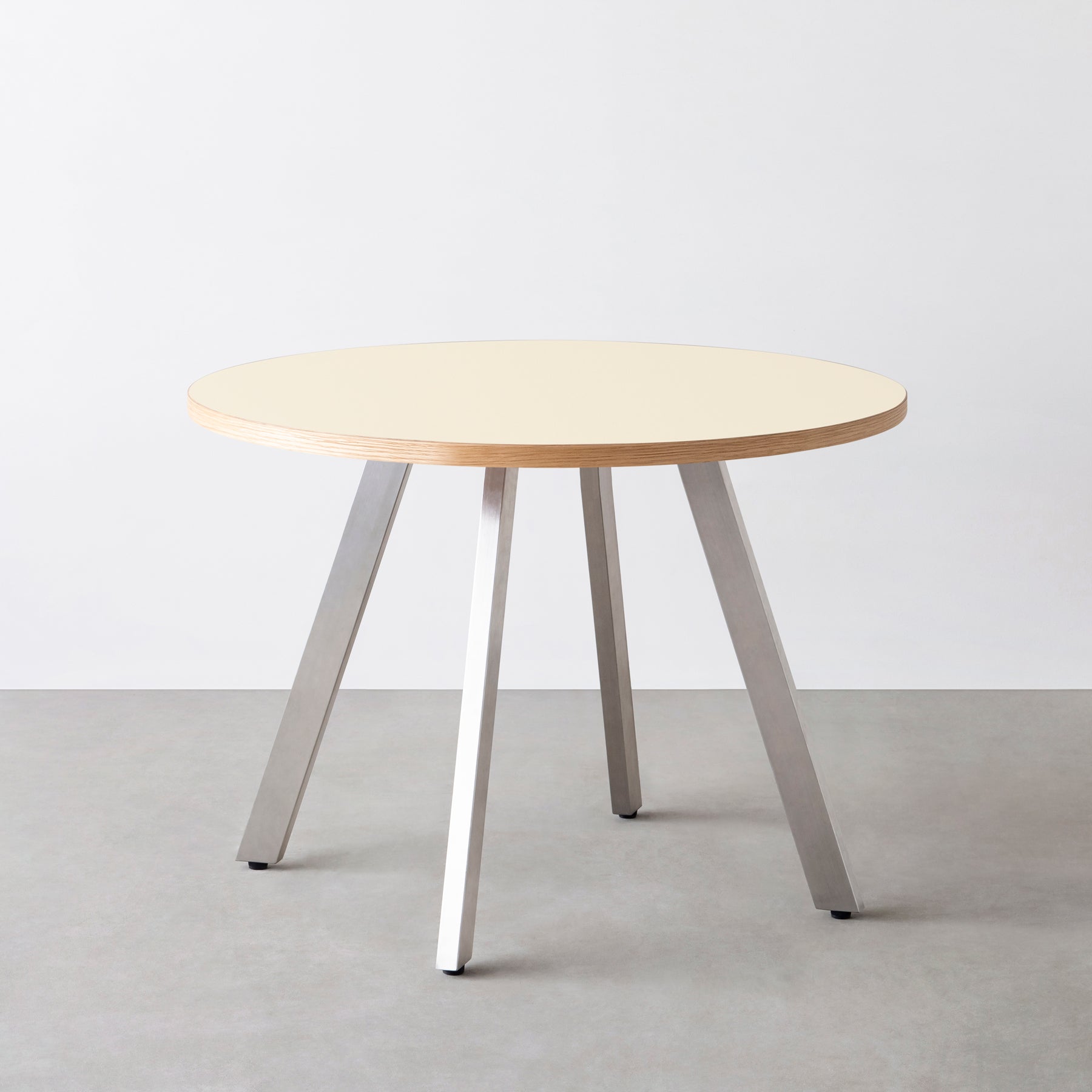 スマート造作カフェテーブル / リノリウム 全32色　ステンレススチール脚 4本脚 × ラウンド φ81 - 100