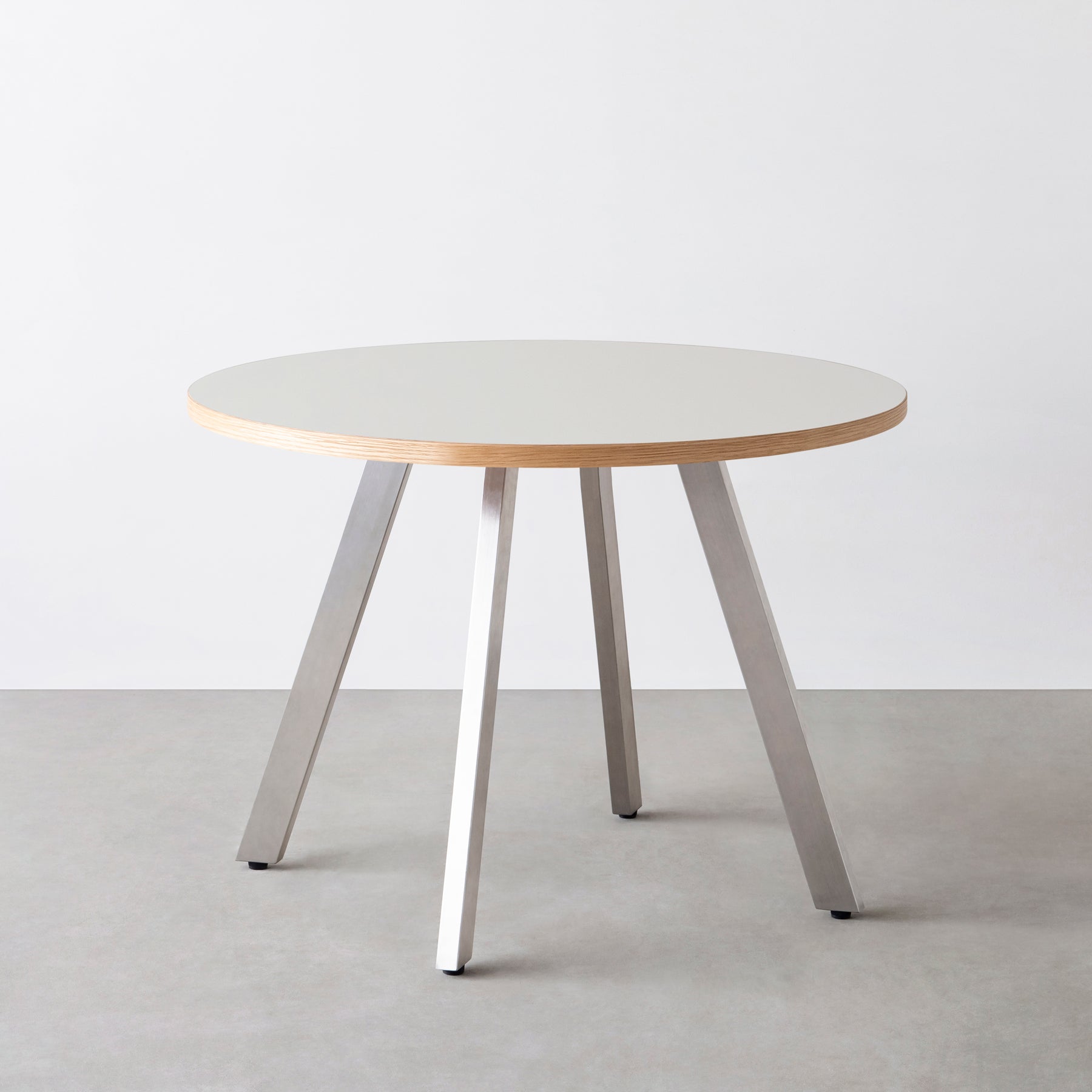 スマート造作カフェテーブル / リノリウム 全32色　ステンレススチール脚 4本脚 × ラウンド φ81 - 100