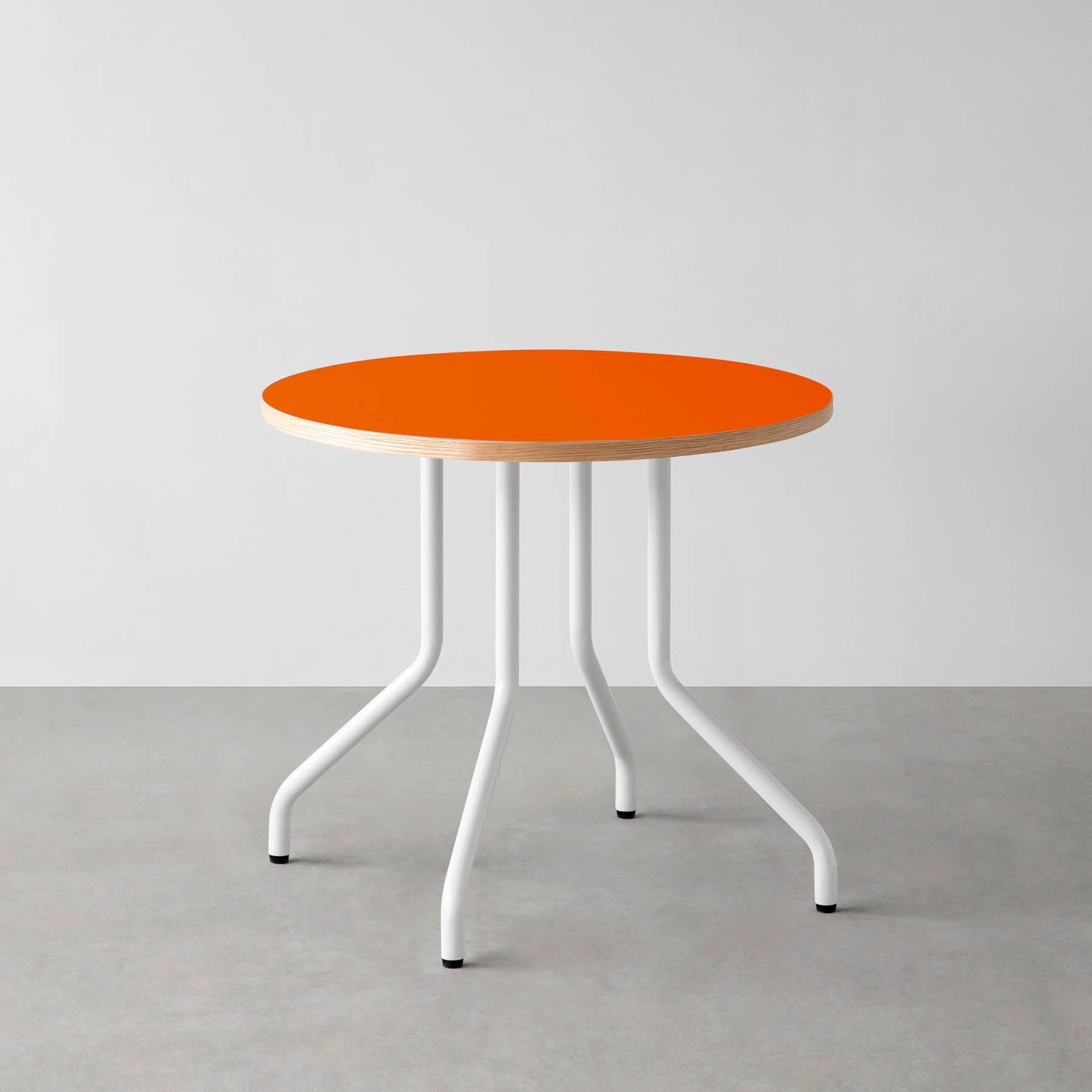 スマート造作カフェテーブル / リノリウム 全32色　白スチール脚 4本脚 × ラウンド φ61 - 80