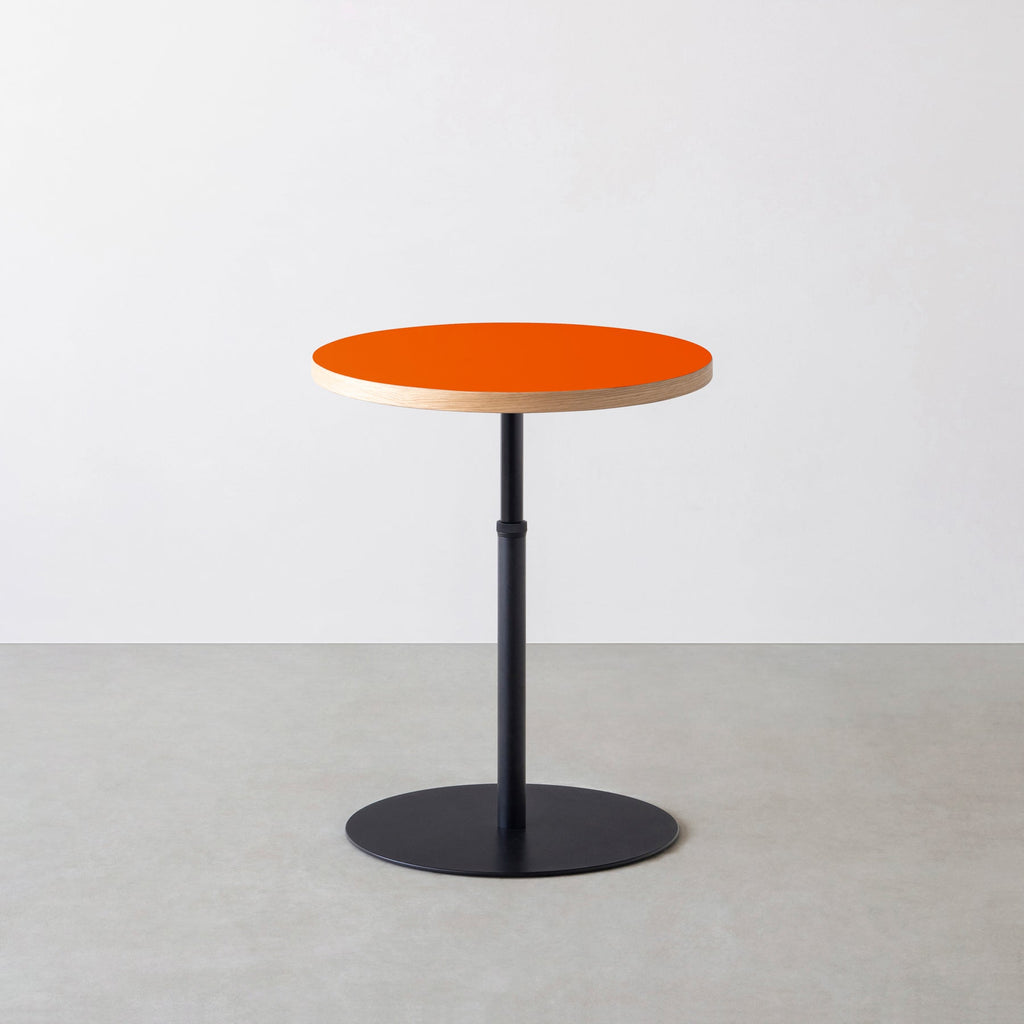 スマート造作カフェテーブル / リノリウム 全32色　黒スチール脚 1本脚 × ラウンド φ50 - 60