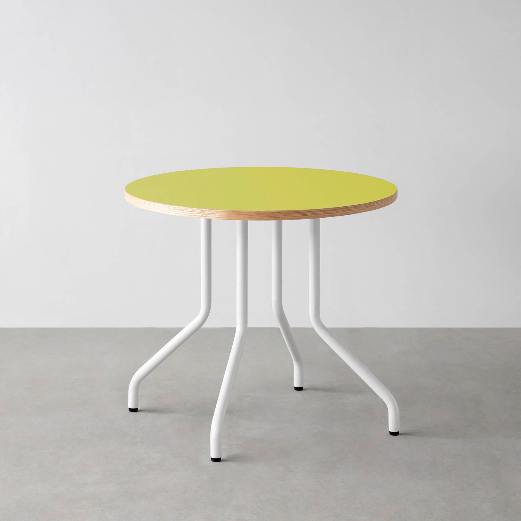 スマート造作カフェテーブル / リノリウム 全32色　白スチール脚 4本脚 × ラウンド φ61 - 80