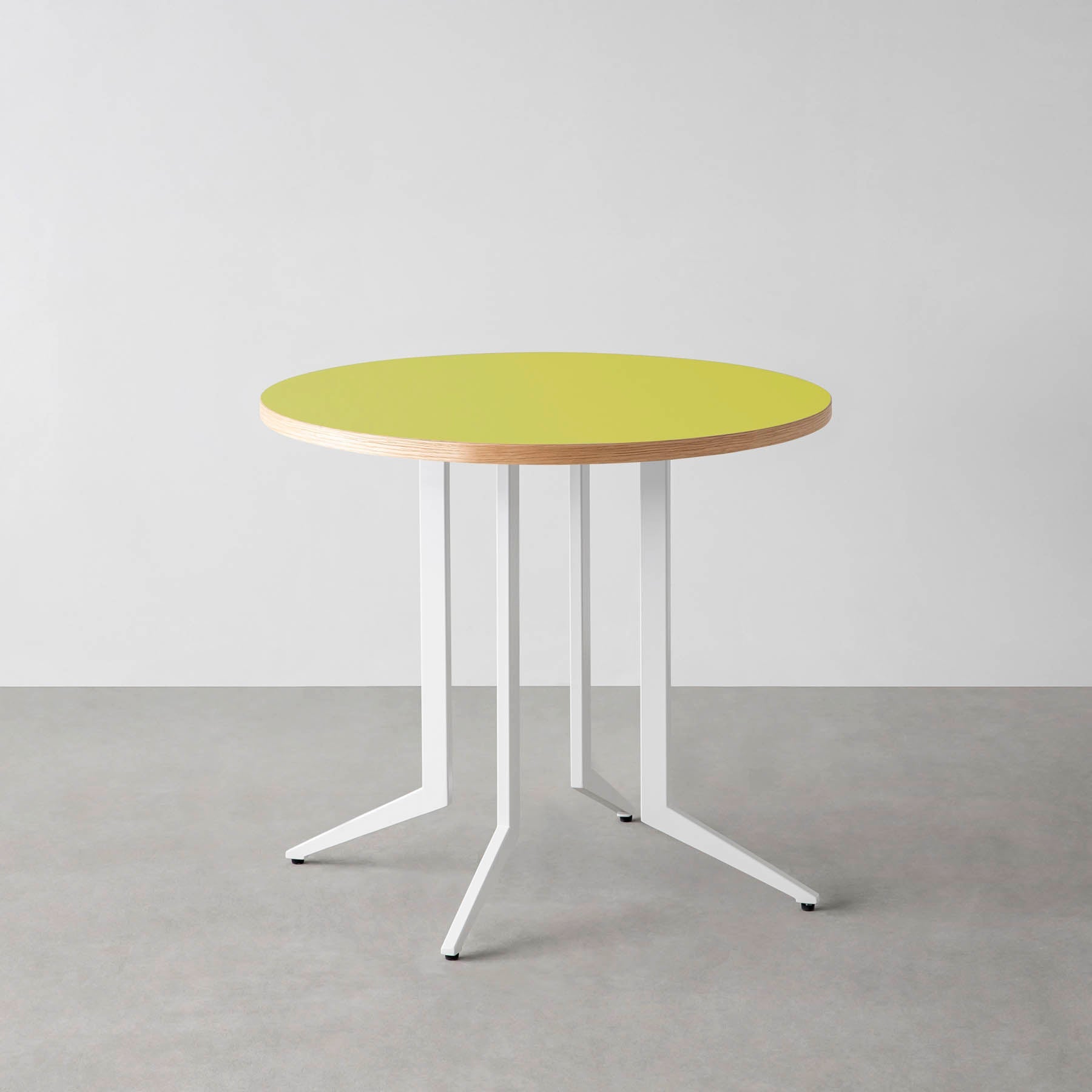 スマート造作カフェテーブル / リノリウム 全32色　白スチール脚 4本脚 × ラウンド φ61 - 80