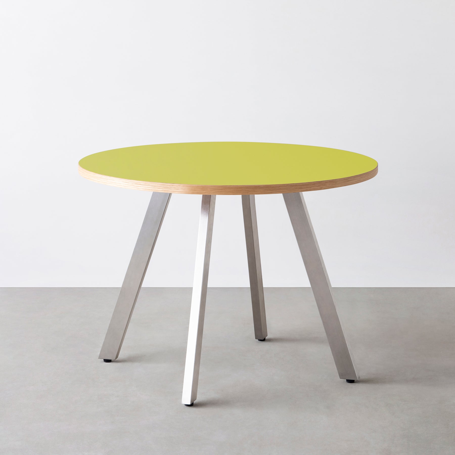 スマート造作カフェテーブル / リノリウム 全32色　ステンレススチール脚 4本脚 × ラウンド φ81 - 100