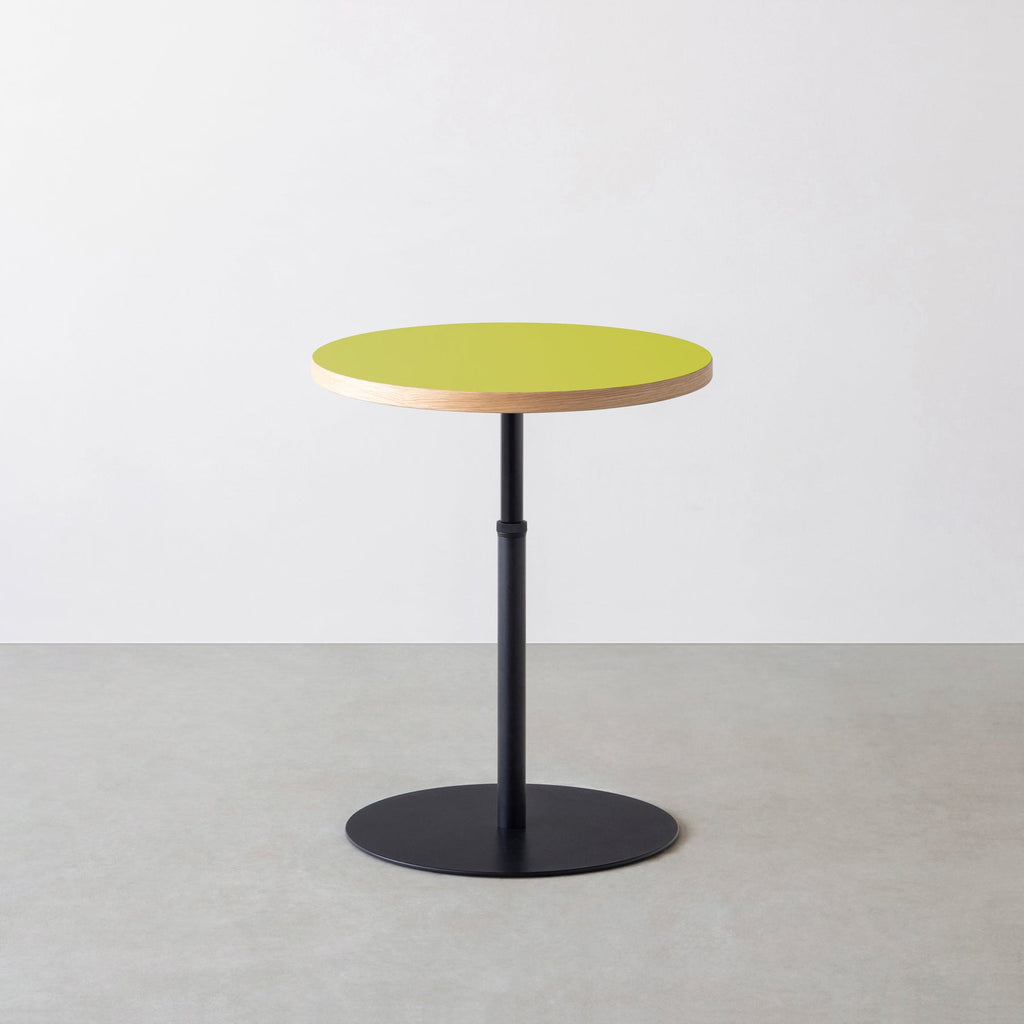 スマート造作カフェテーブル / リノリウム 全32色　黒スチール脚 1本脚 × ラウンド φ50 - 60