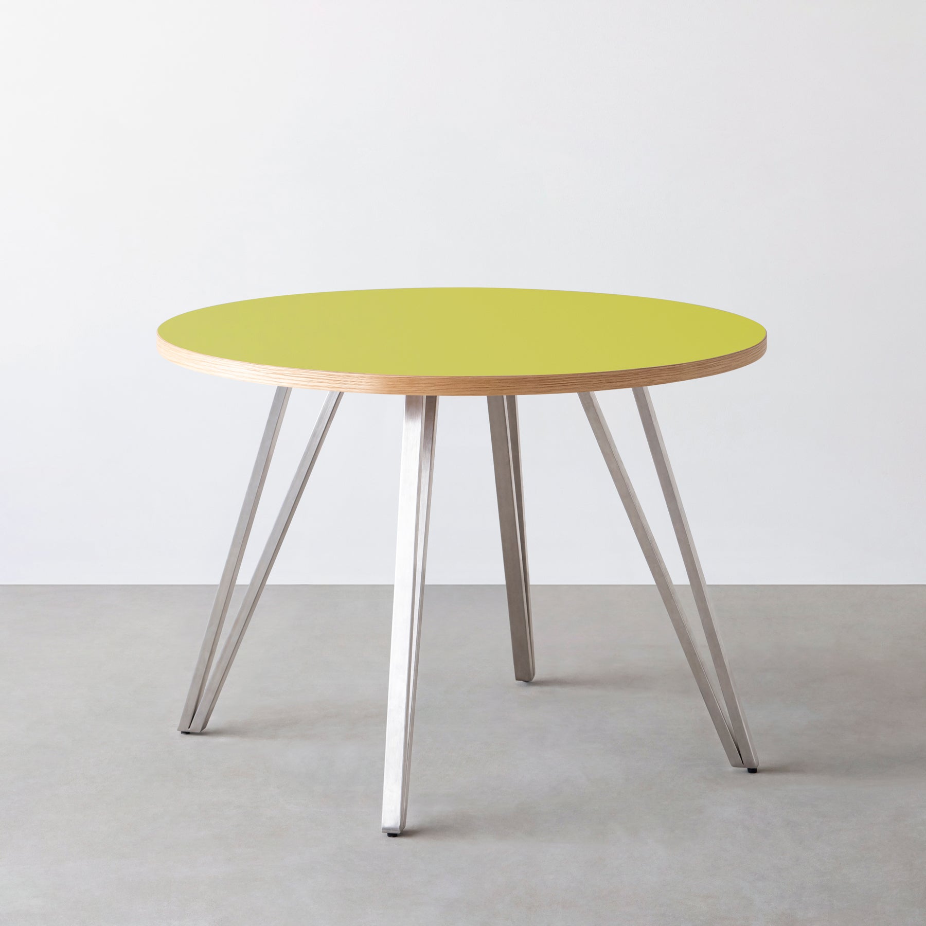 スマート造作カフェテーブル / リノリウム 全32色　ステンレススチール脚 4本脚 × ラウンド φ81 - 100