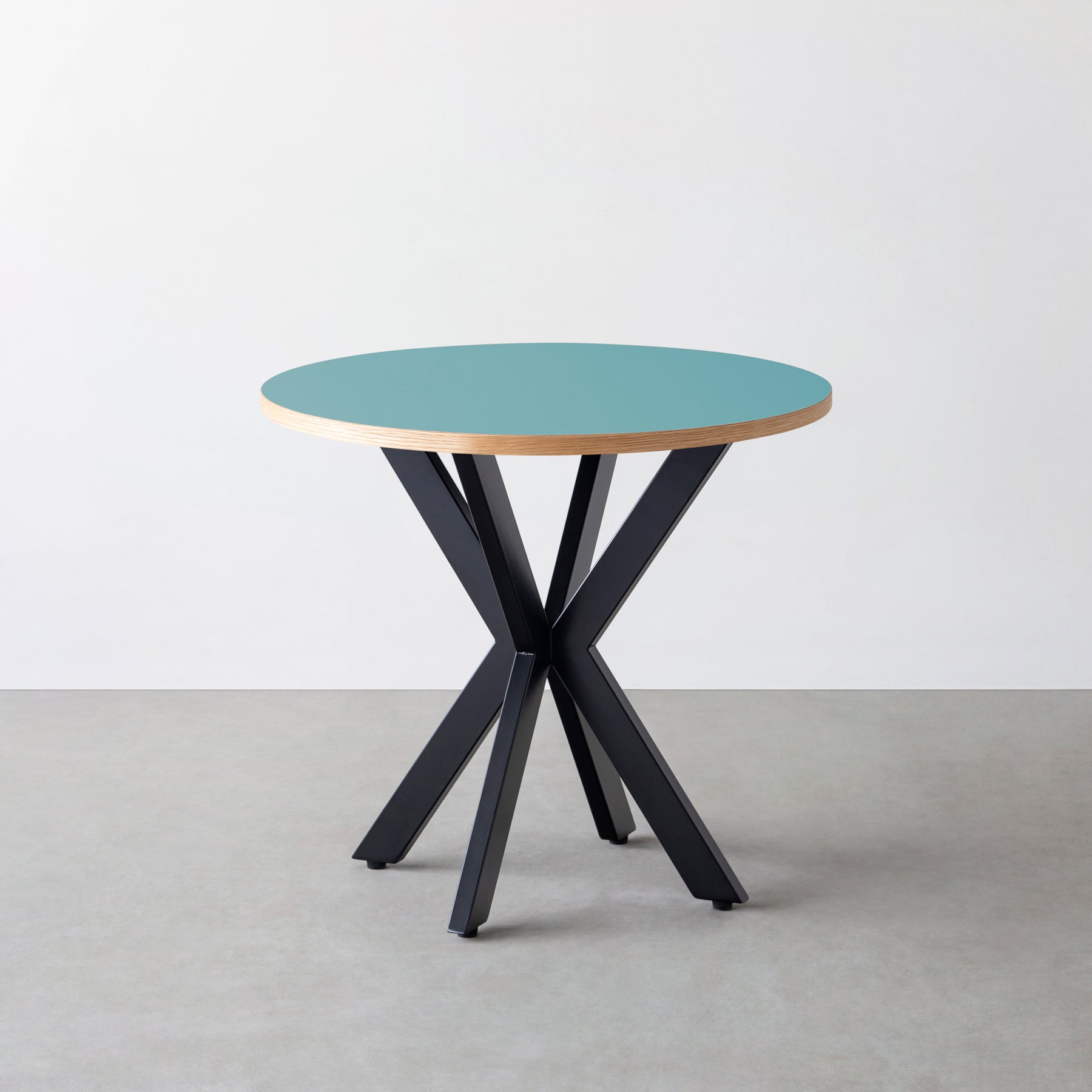 スマート造作カフェテーブル / リノリウム 全32色　黒スチール脚 カフェX × ラウンド φ71 - 80