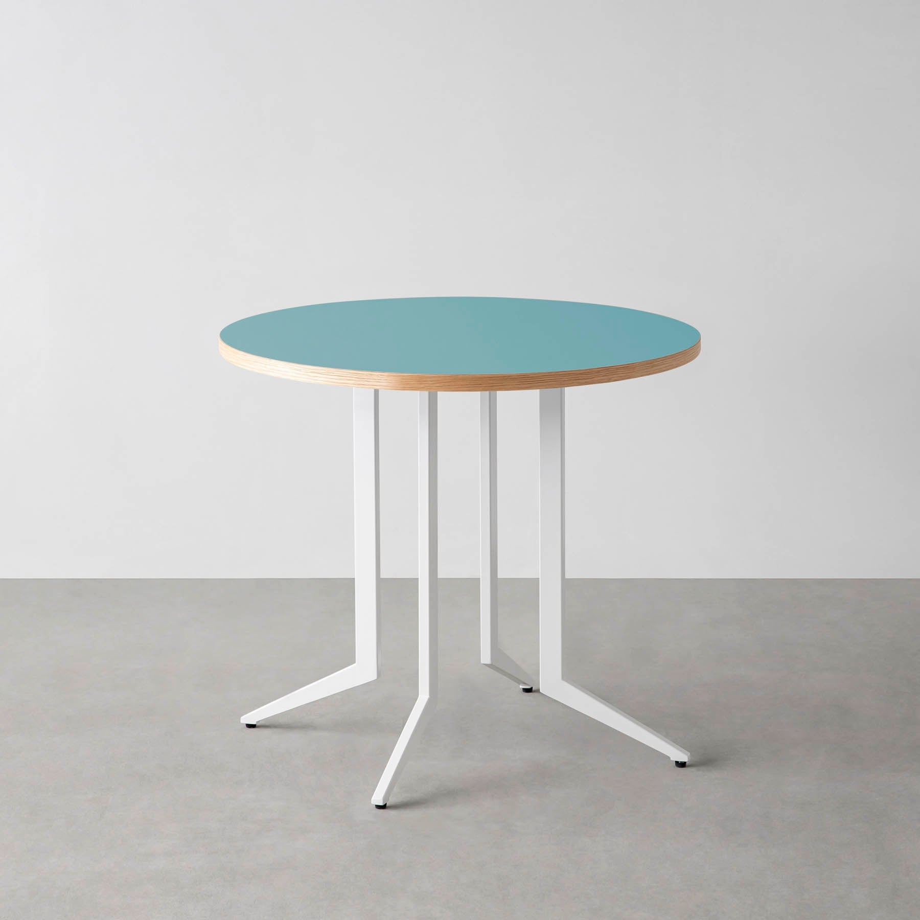 スマート造作カフェテーブル / リノリウム 全32色　白スチール脚 4本脚 × ラウンド φ61 - 80