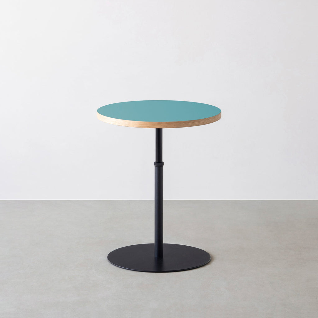 スマート造作カフェテーブル / リノリウム 全32色　黒スチール脚 1本脚 × ラウンド φ50 - 60