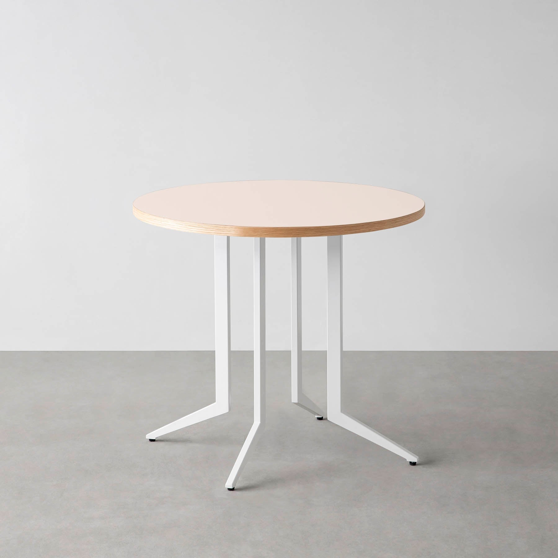 スマート造作カフェテーブル / リノリウム 全32色　白スチール脚 4本脚 × ラウンド φ61 - 80