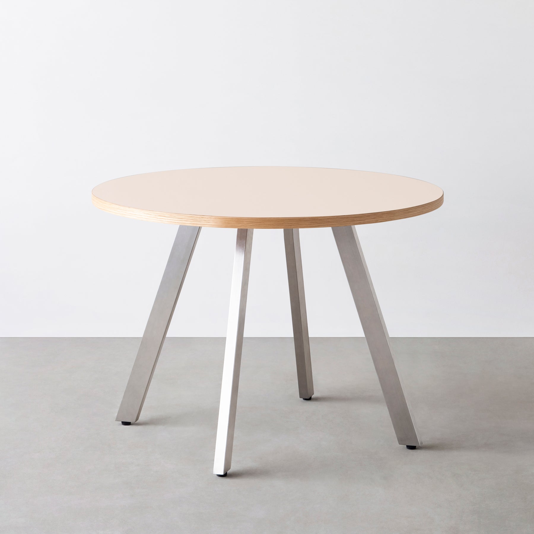 スマート造作カフェテーブル / リノリウム 全32色　ステンレススチール脚 4本脚 × ラウンド φ81 - 100