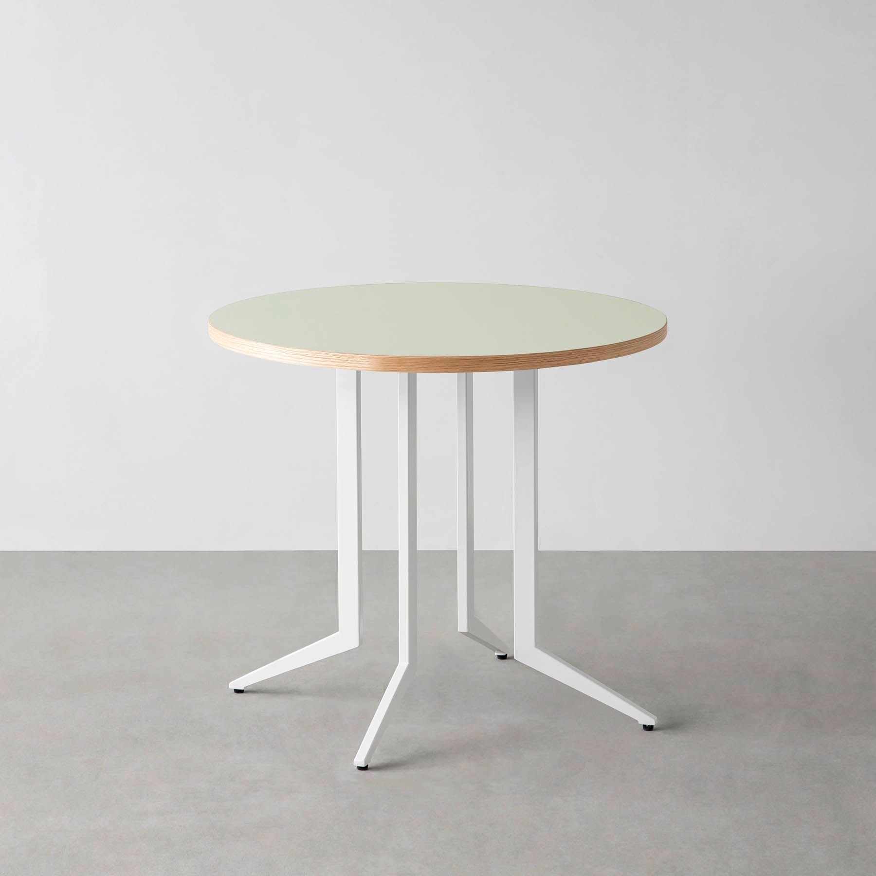 スマート造作カフェテーブル / リノリウム 全32色　白スチール脚 4本脚 × ラウンド φ61 - 80