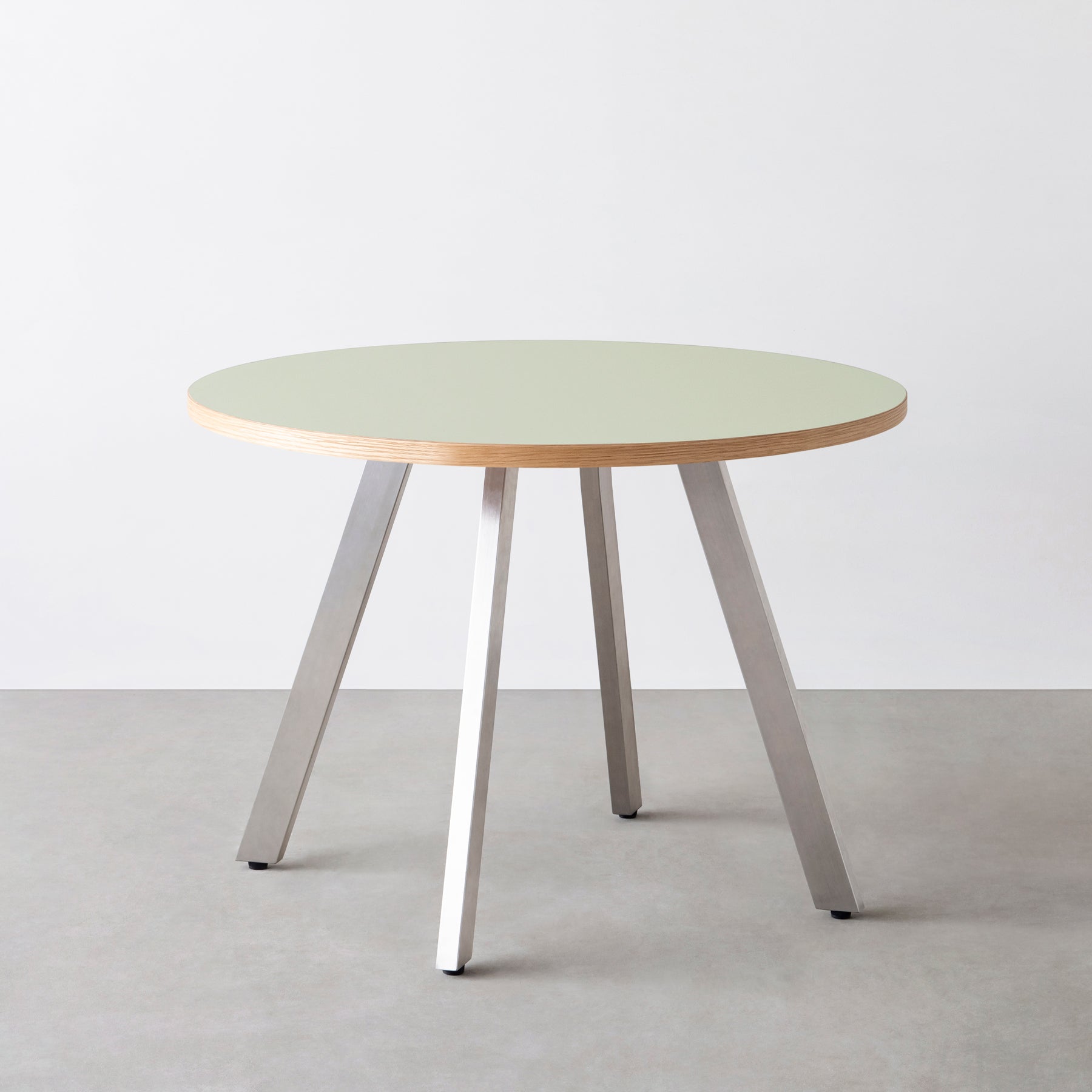 スマート造作カフェテーブル / リノリウム 全32色　ステンレススチール脚 4本脚 × ラウンド φ81 - 100