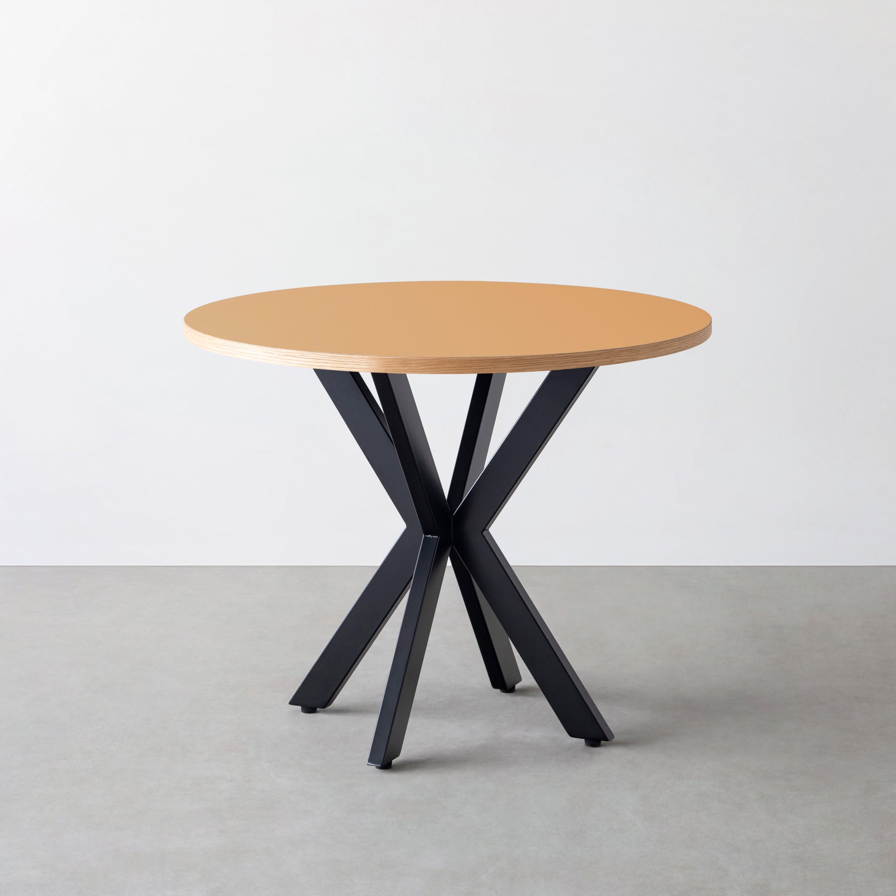 スマート造作カフェテーブル / リノリウム 全32色　黒スチール脚 カフェX × ラウンド φ81 - 90