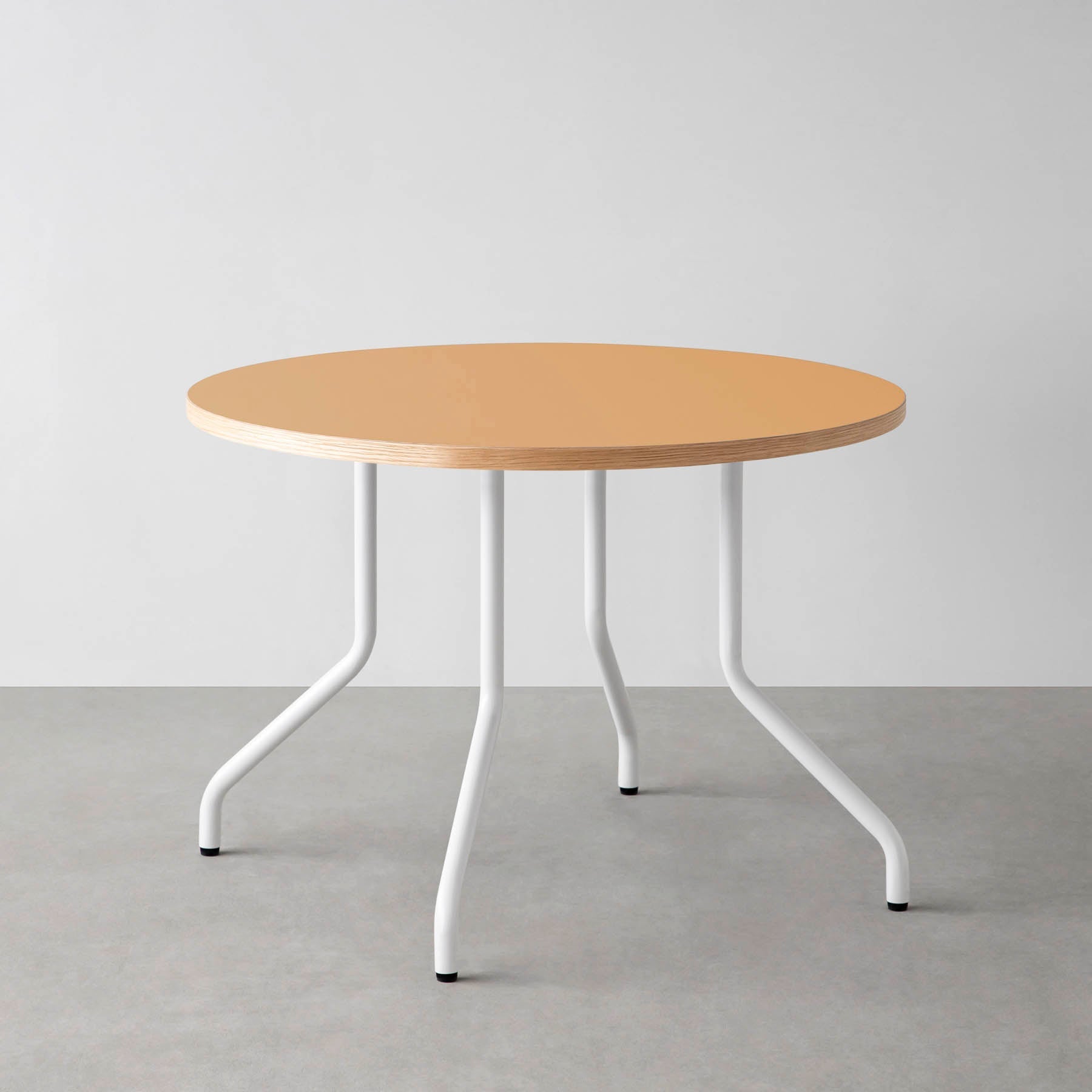 スマート造作カフェテーブル / リノリウム 全32色　白スチール脚 4本脚 × ラウンド φ81 - 100