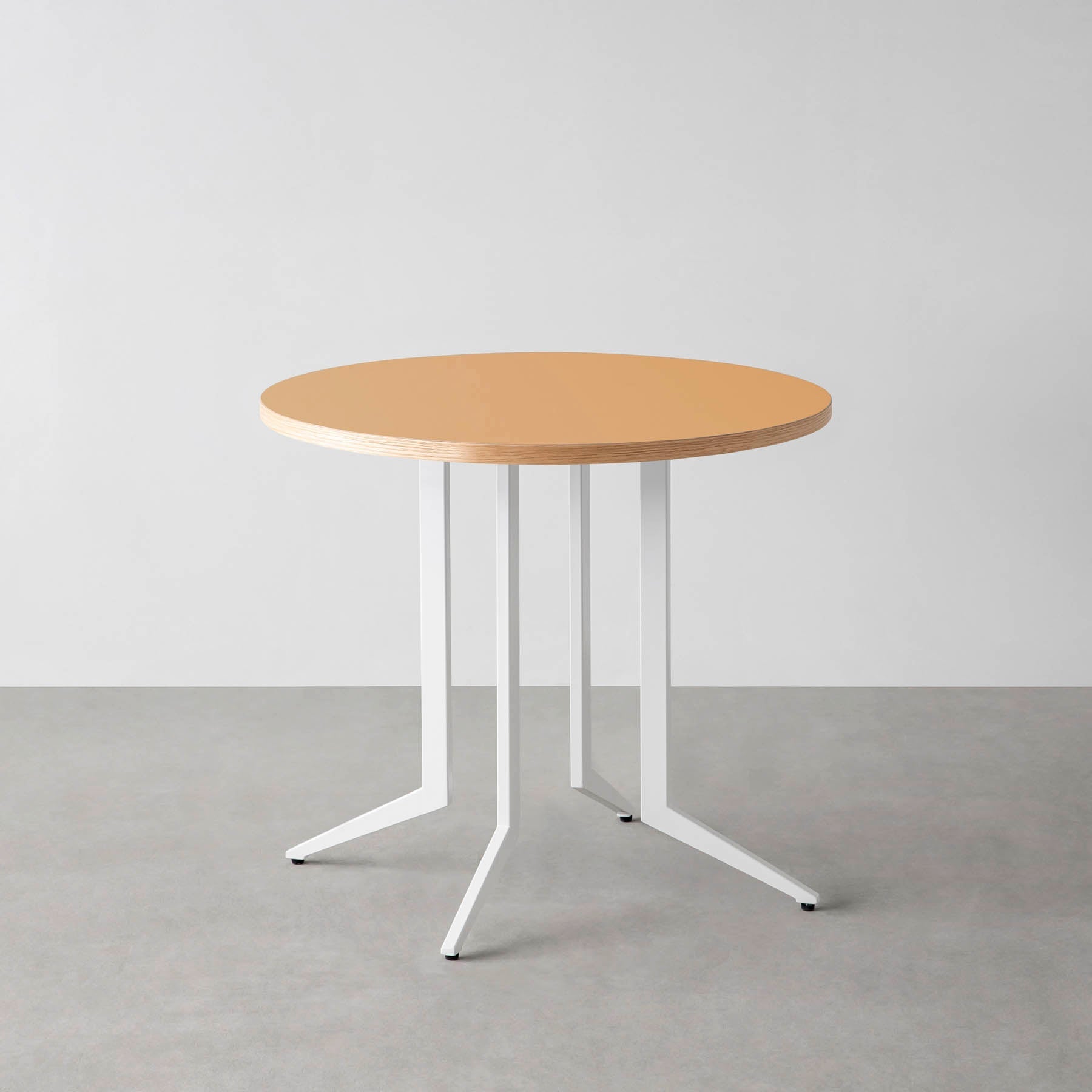 スマート造作カフェテーブル / リノリウム 全32色　白スチール脚 4本脚 × ラウンド φ61 - 80