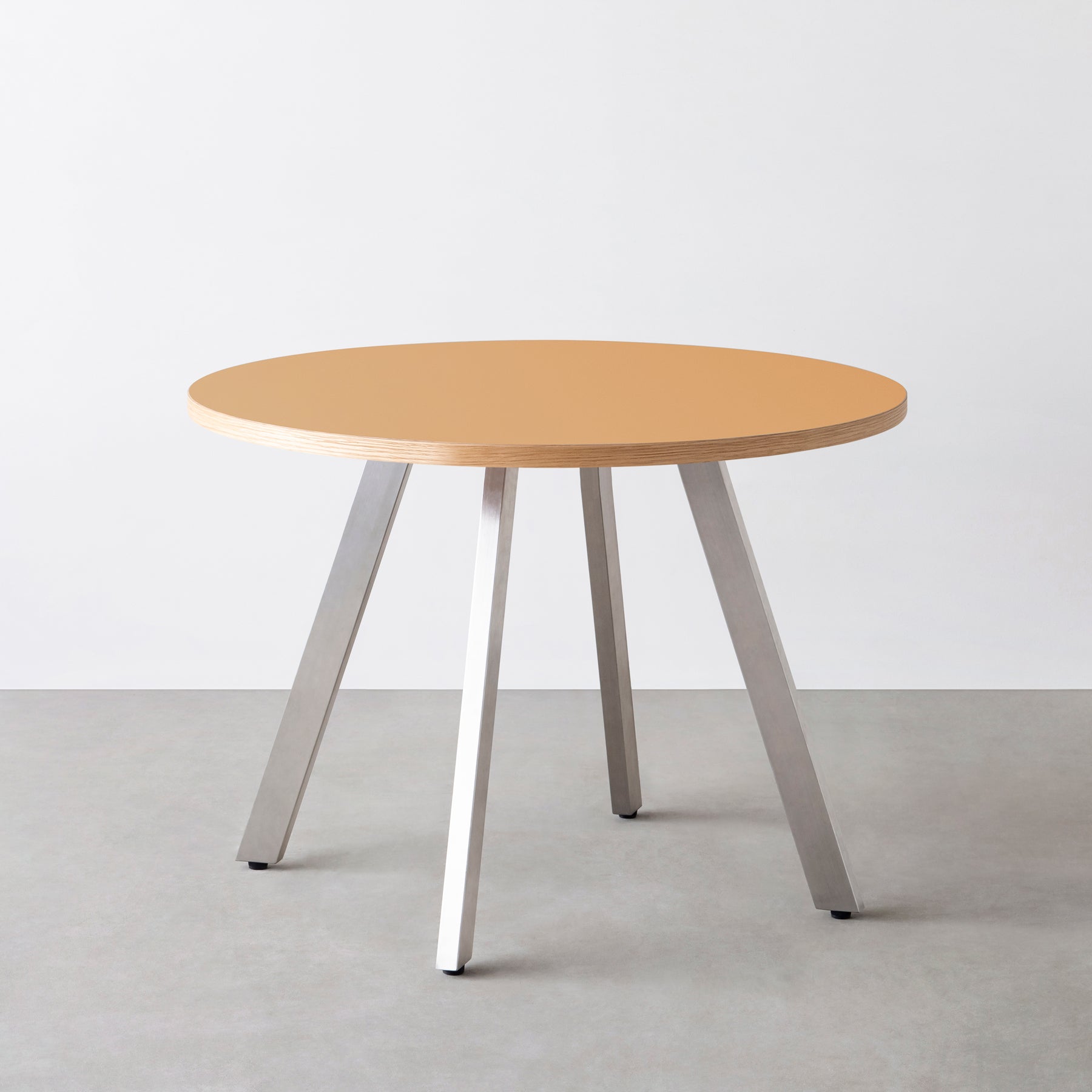 スマート造作カフェテーブル / リノリウム 全32色　ステンレススチール脚 4本脚 × ラウンド φ81 - 100