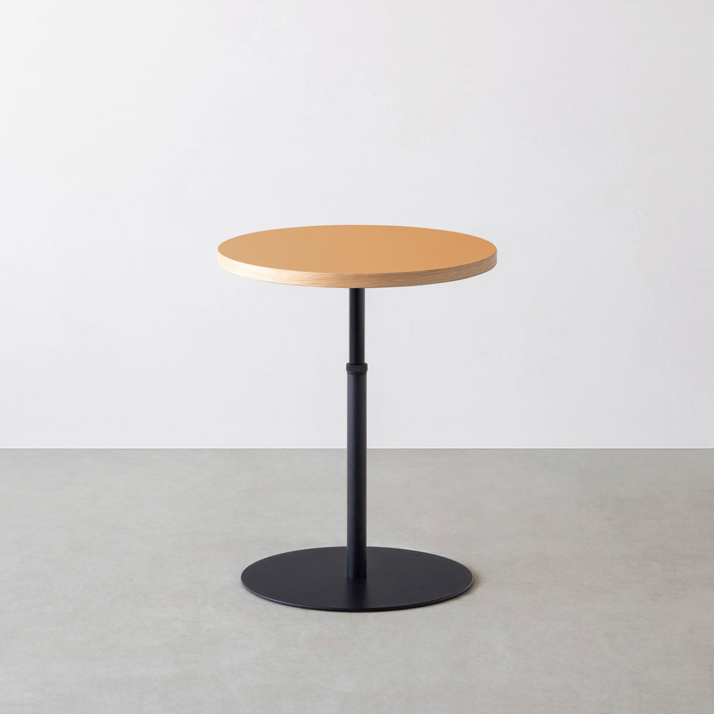 スマート造作カフェテーブル / リノリウム 全32色　黒スチール脚 1本脚 × ラウンド φ50 - 60