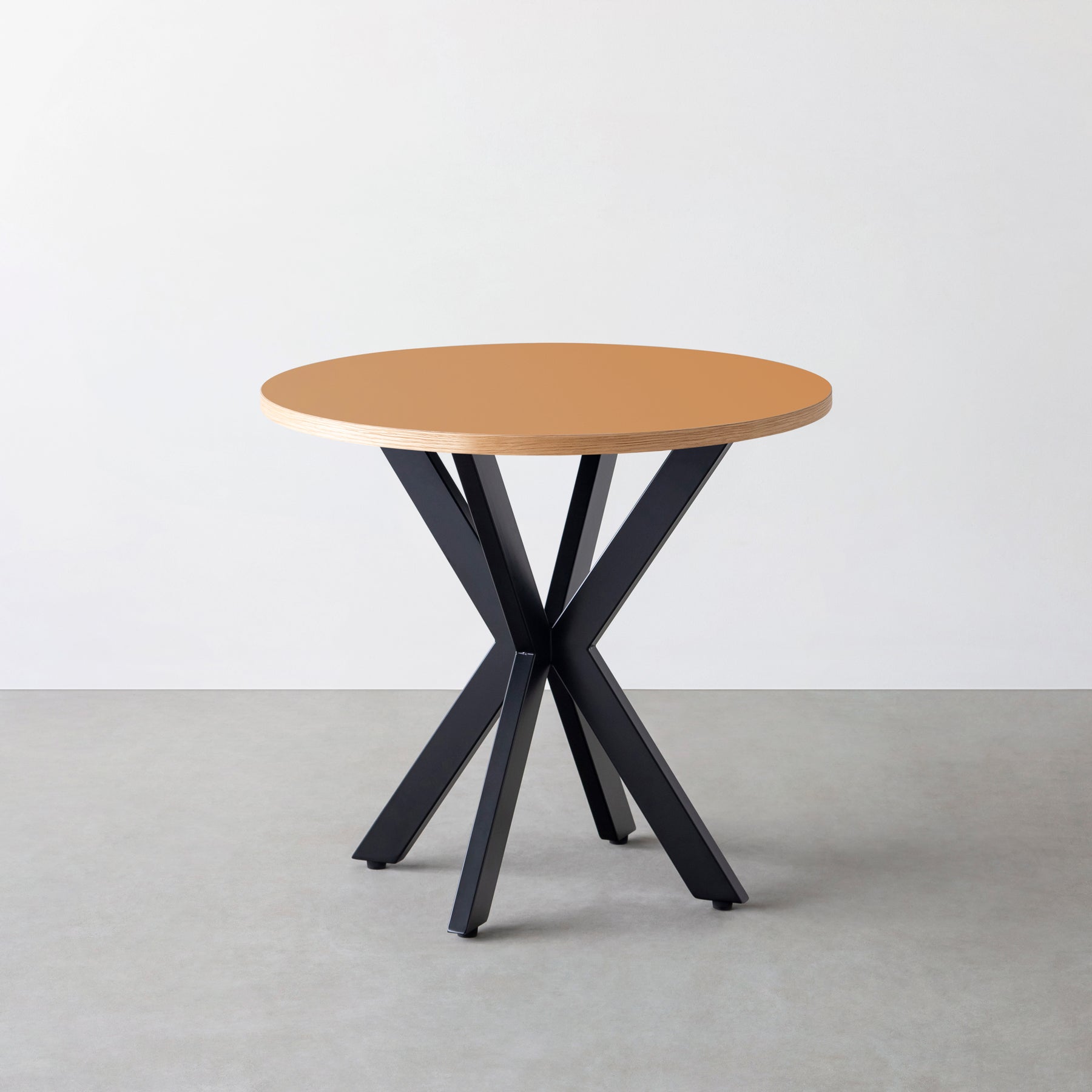 スマート造作カフェテーブル / リノリウム 全32色　黒スチール脚 カフェX × ラウンド φ71 - 80