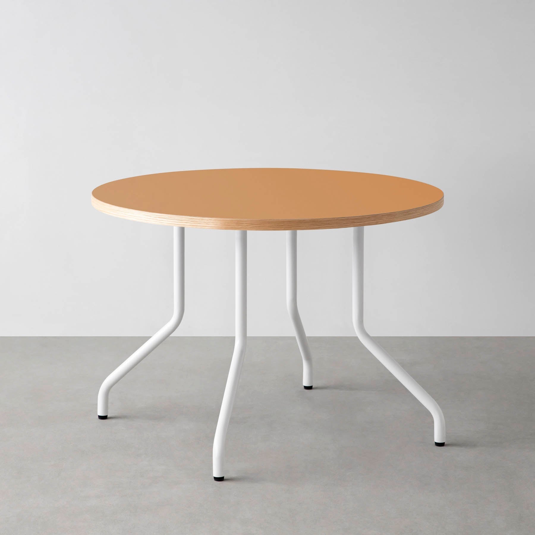 スマート造作カフェテーブル / リノリウム 全32色　白スチール脚 4本脚 × ラウンド φ81 - 100