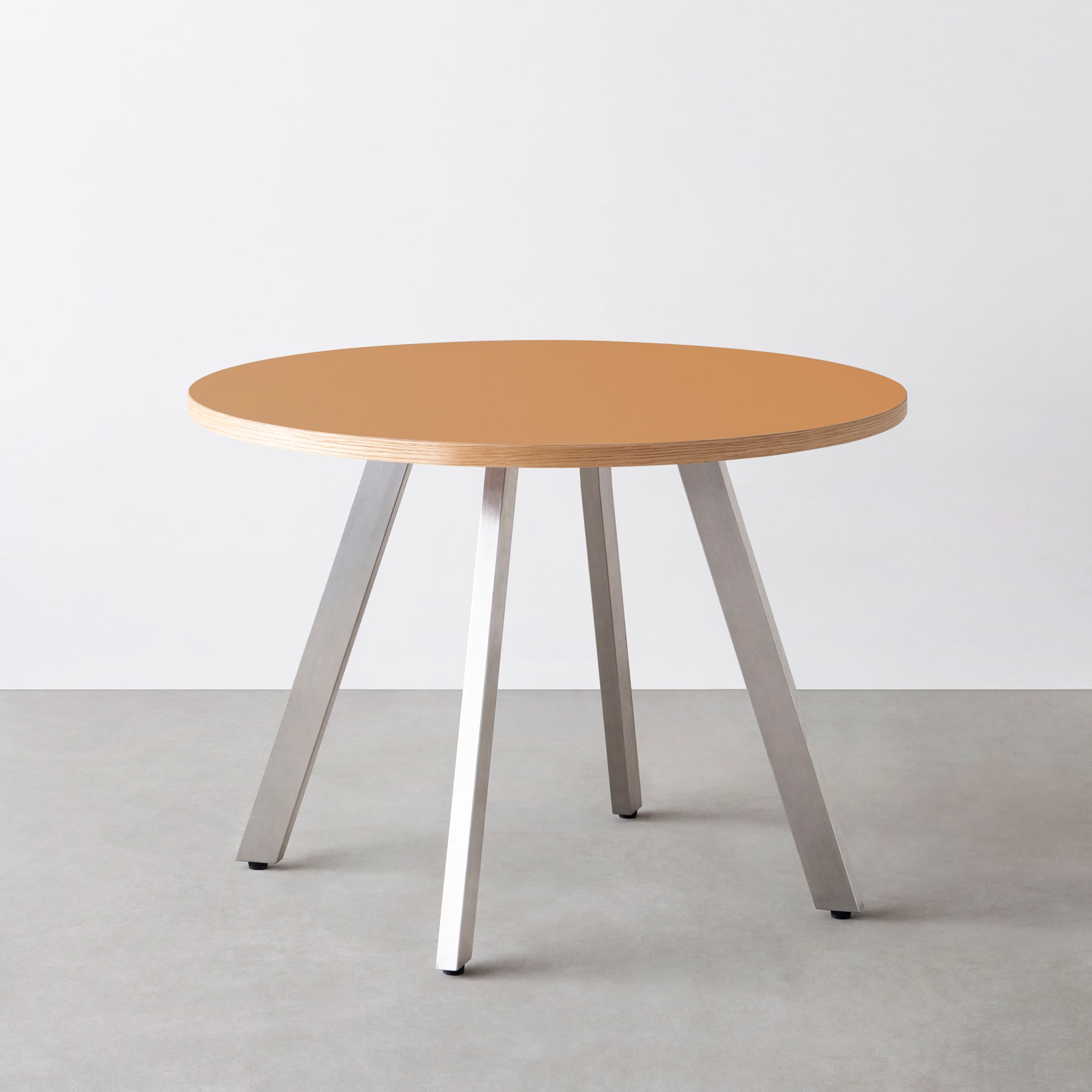 スマート造作カフェテーブル / リノリウム 全32色　ステンレススチール脚 4本脚 × ラウンド φ81 - 100