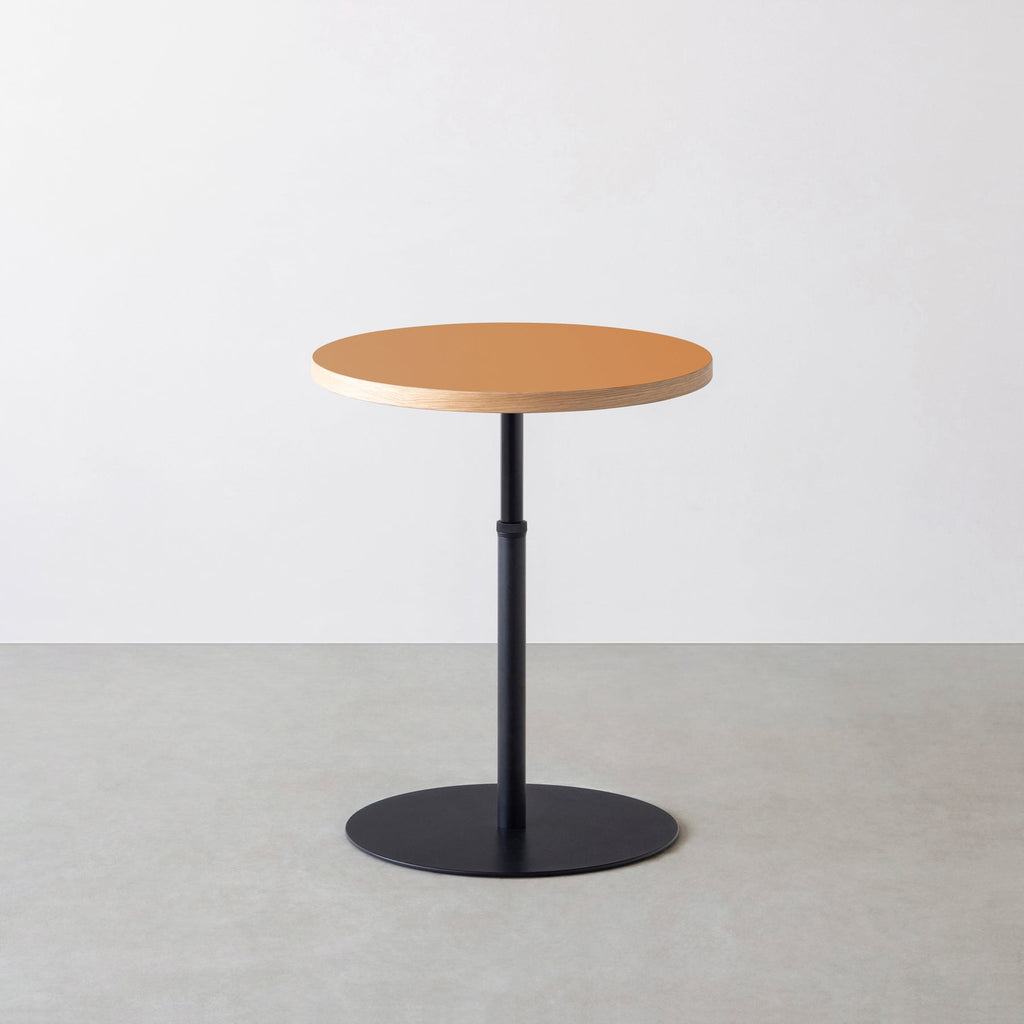 スマート造作カフェテーブル / リノリウム 全32色　黒スチール脚 1本脚 × ラウンド φ50 - 60