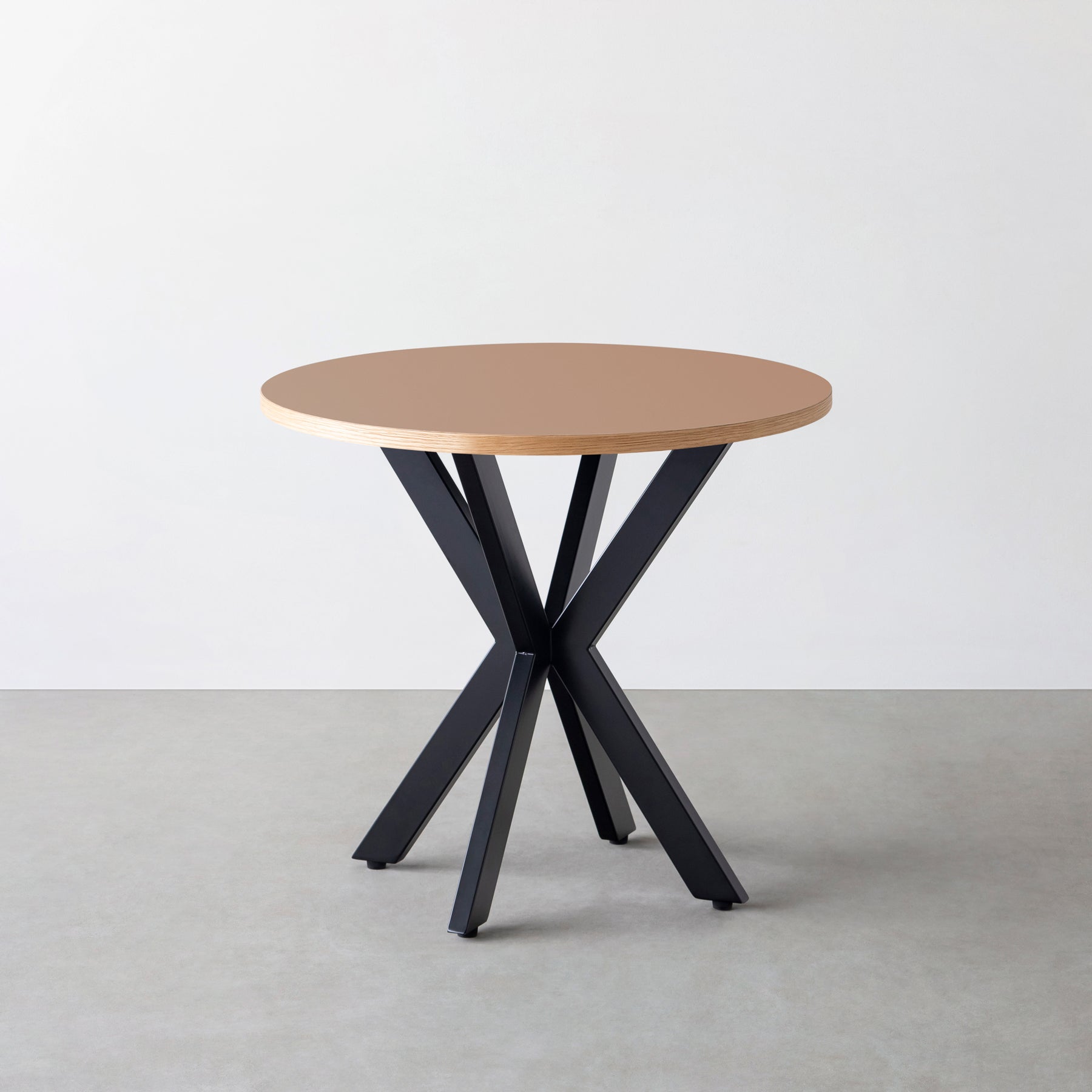 スマート造作カフェテーブル / リノリウム 全32色　黒スチール脚 カフェX × ラウンド φ71 - 80