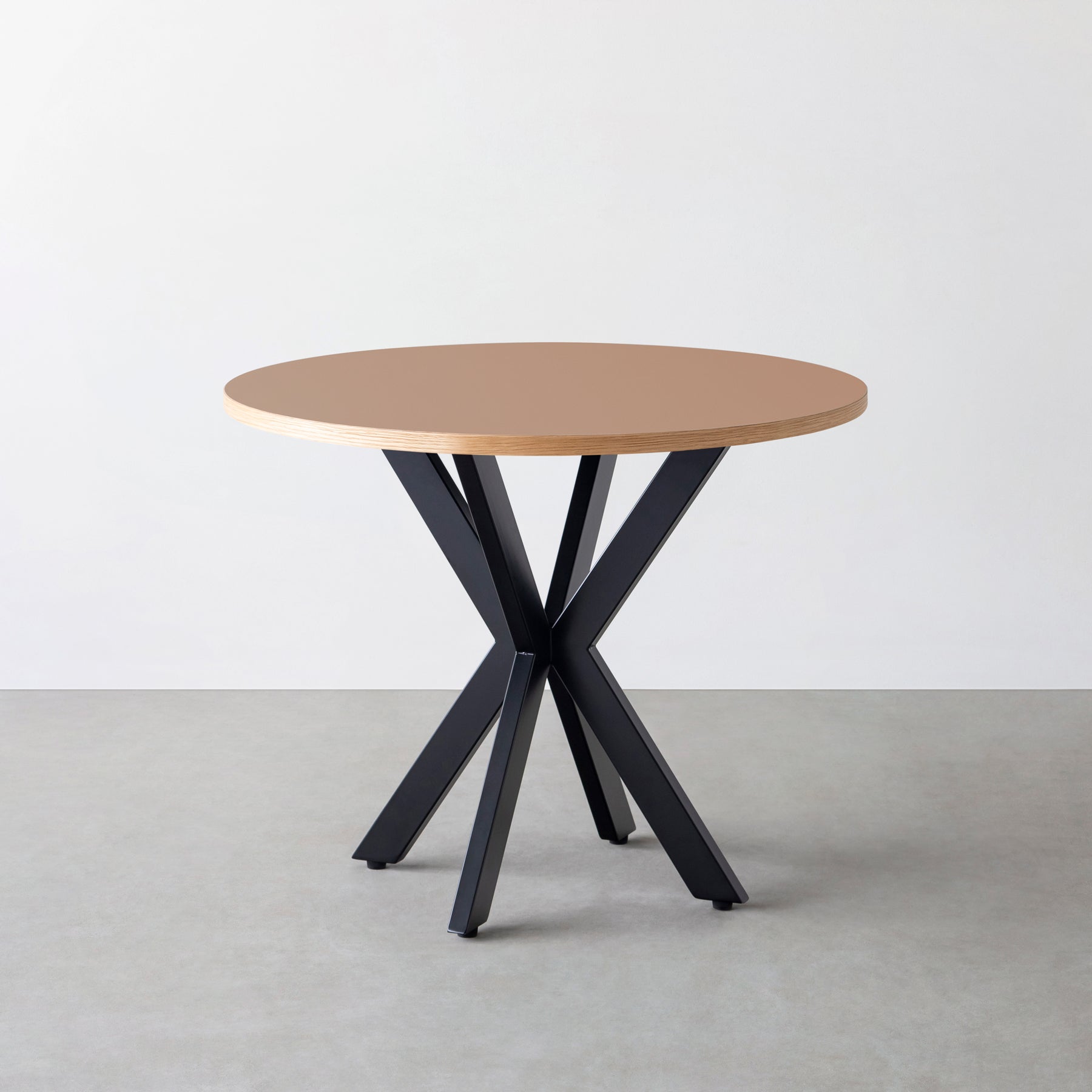 スマート造作カフェテーブル / リノリウム 全32色　黒スチール脚 カフェX × ラウンド φ81 - 90