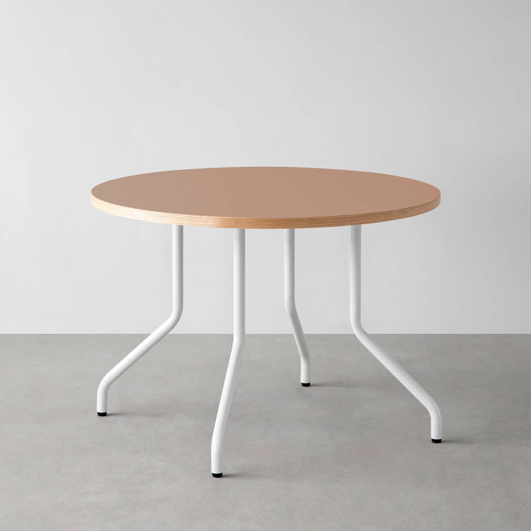 スマート造作カフェテーブル / リノリウム 全32色　白スチール脚 4本脚 × ラウンド φ81 - 100