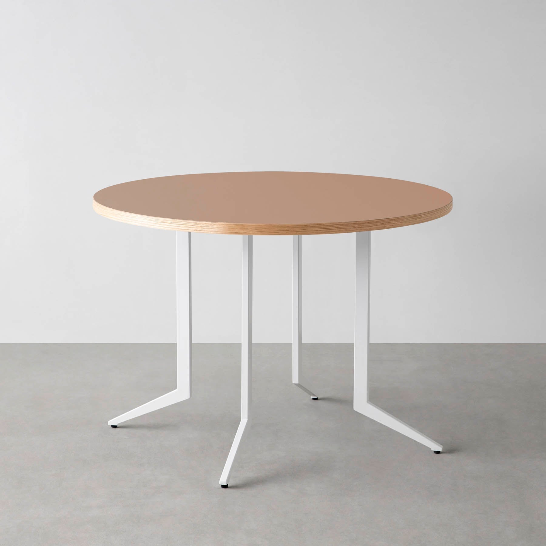 スマート造作カフェテーブル / リノリウム 全32色　白スチール脚 4本脚 × ラウンド φ81 - 100