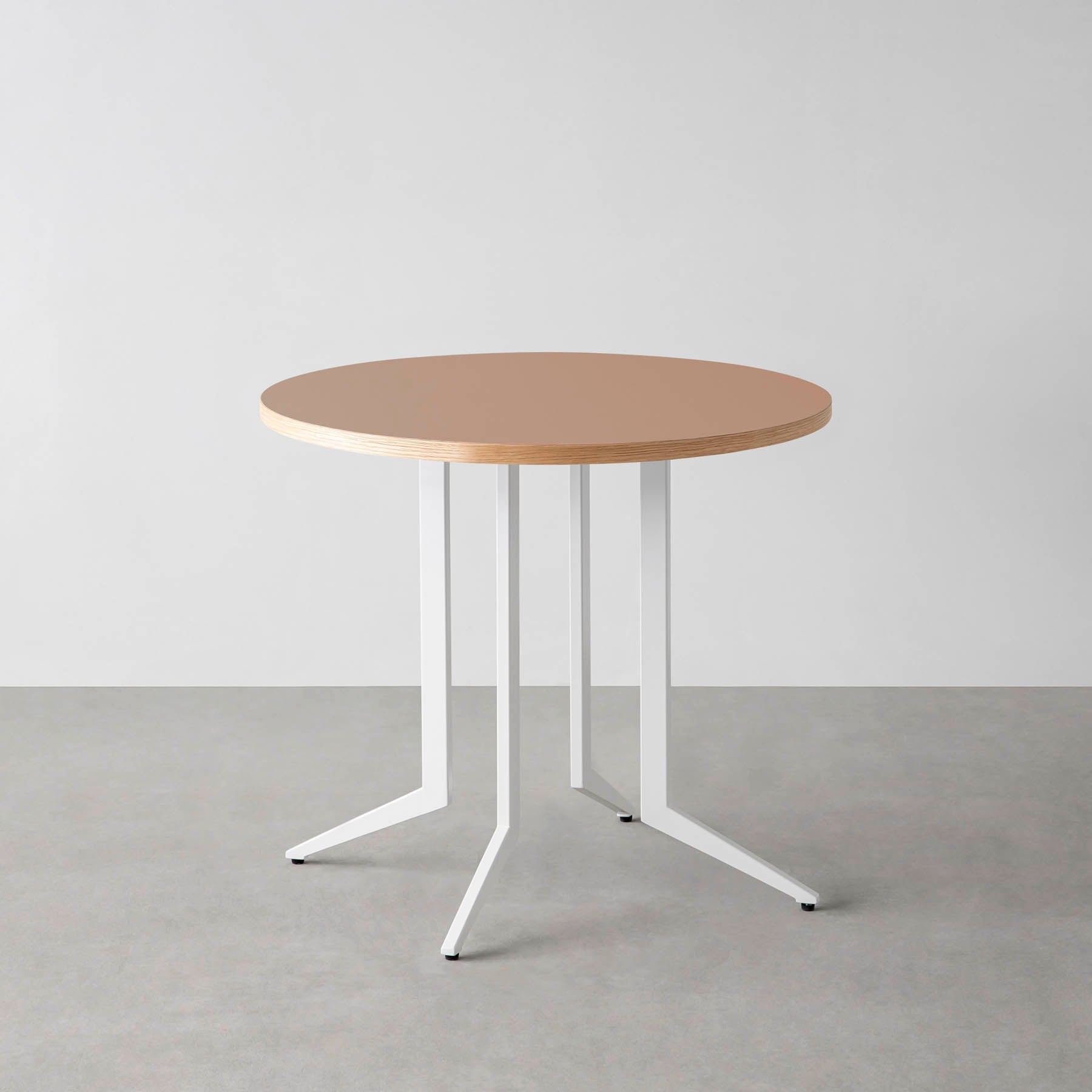 スマート造作カフェテーブル / リノリウム 全32色　白スチール脚 4本脚 × ラウンド φ61 - 80