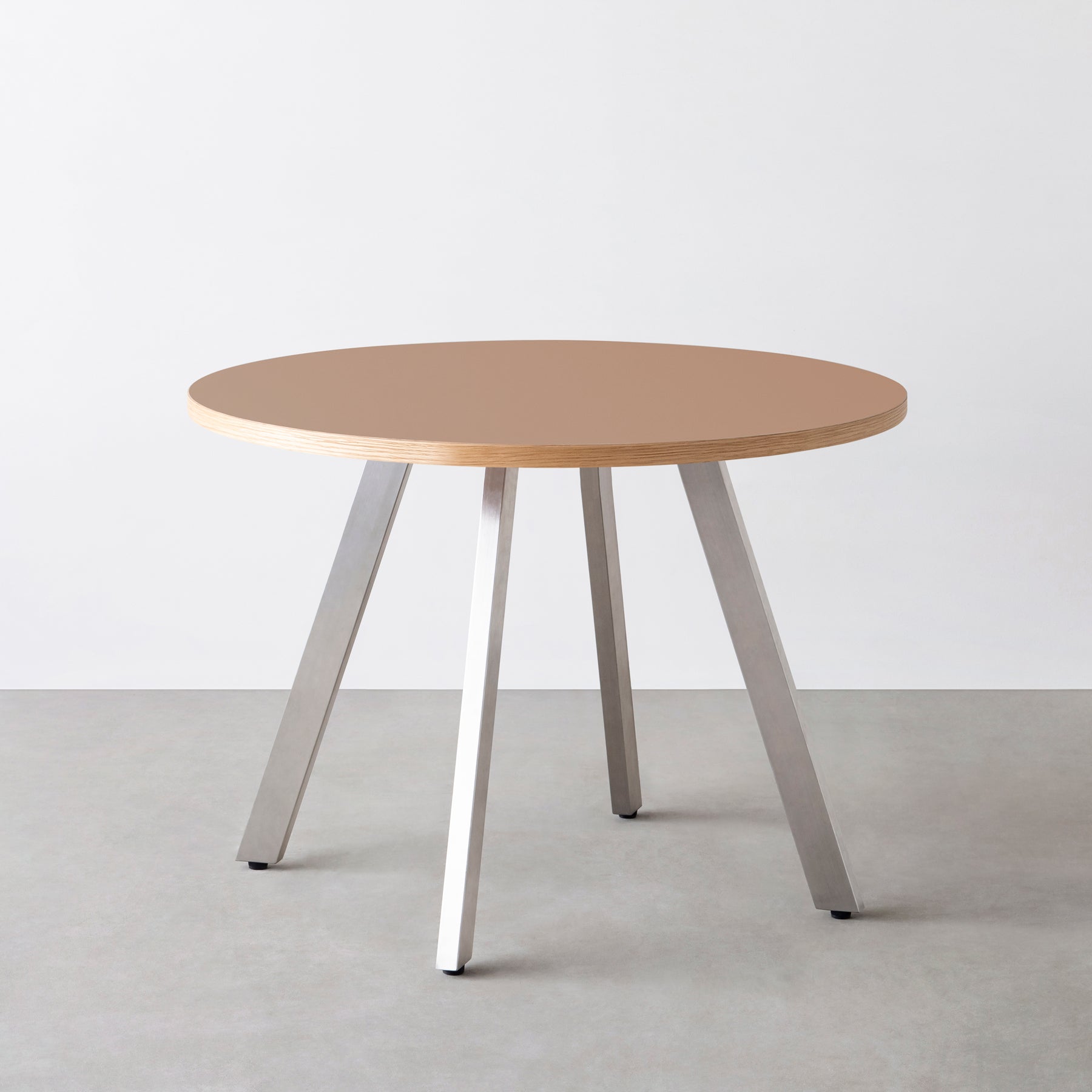 スマート造作カフェテーブル / リノリウム 全32色　ステンレススチール脚 4本脚 × ラウンド φ81 - 100