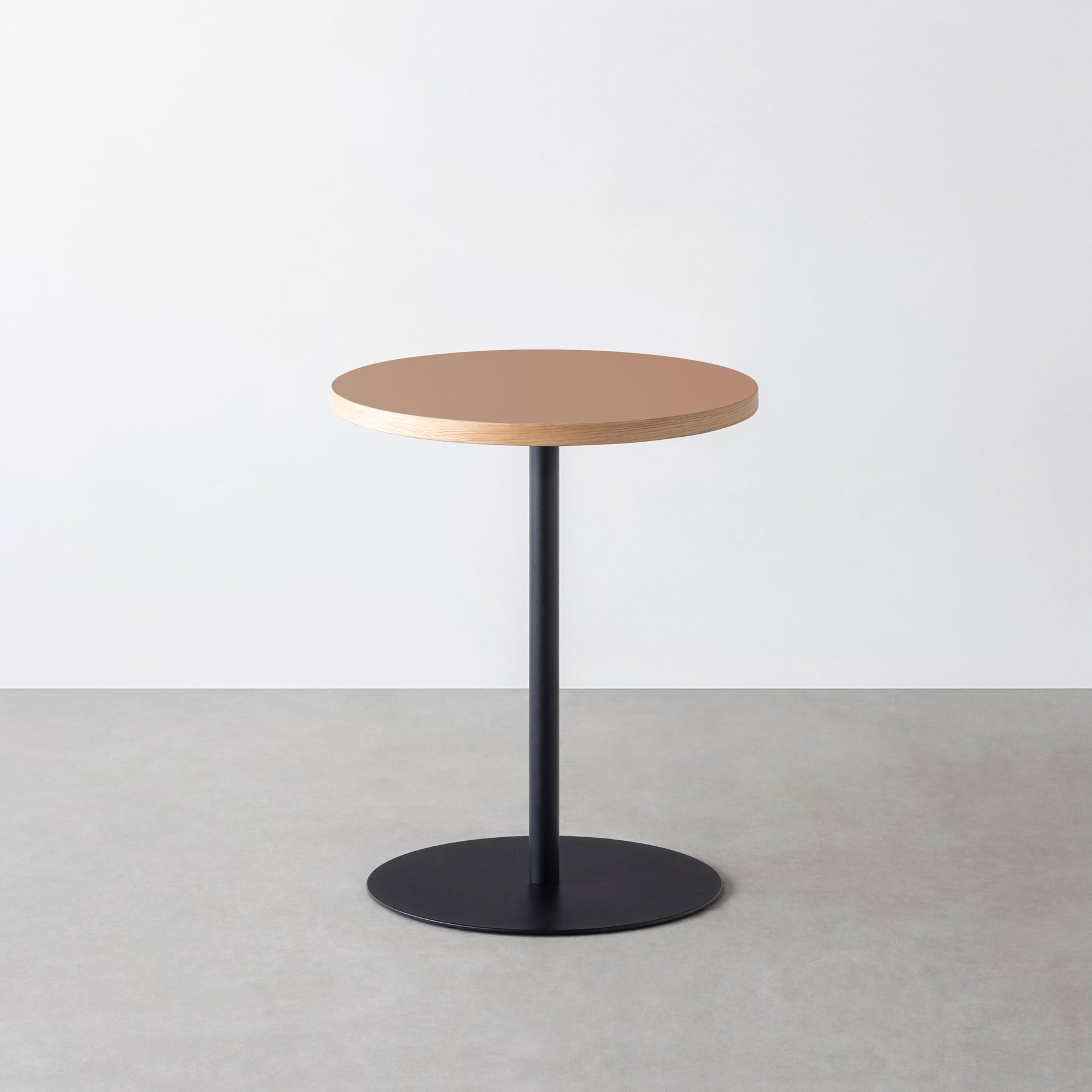 スマート造作カフェテーブル / リノリウム 全32色　黒スチール脚 1本脚 × ラウンド φ50 - 60